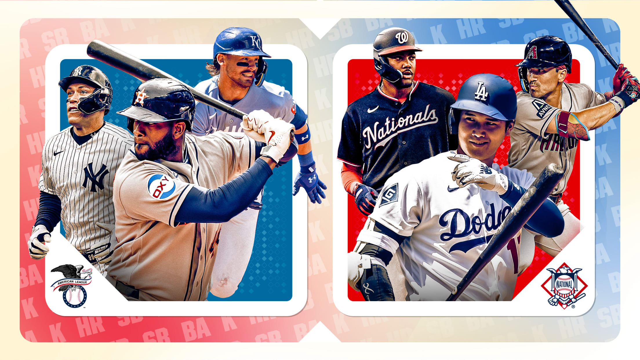 Aaron Judge, Yordan Alvarez, Bobby Witt Jr., James Wood, Shohei Ohtani and Corbin Carroll