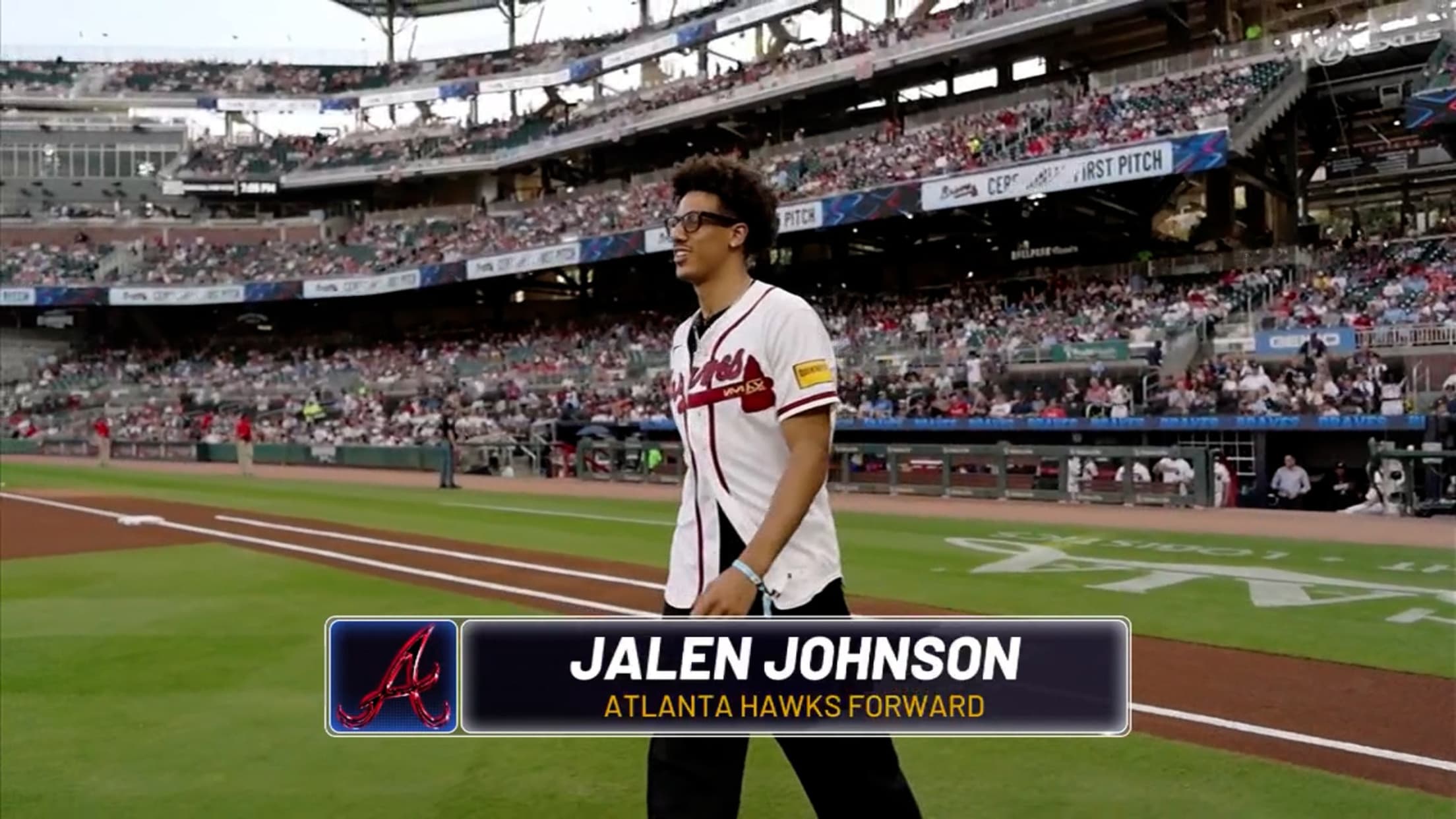Jalen Johnson throws out first pitch