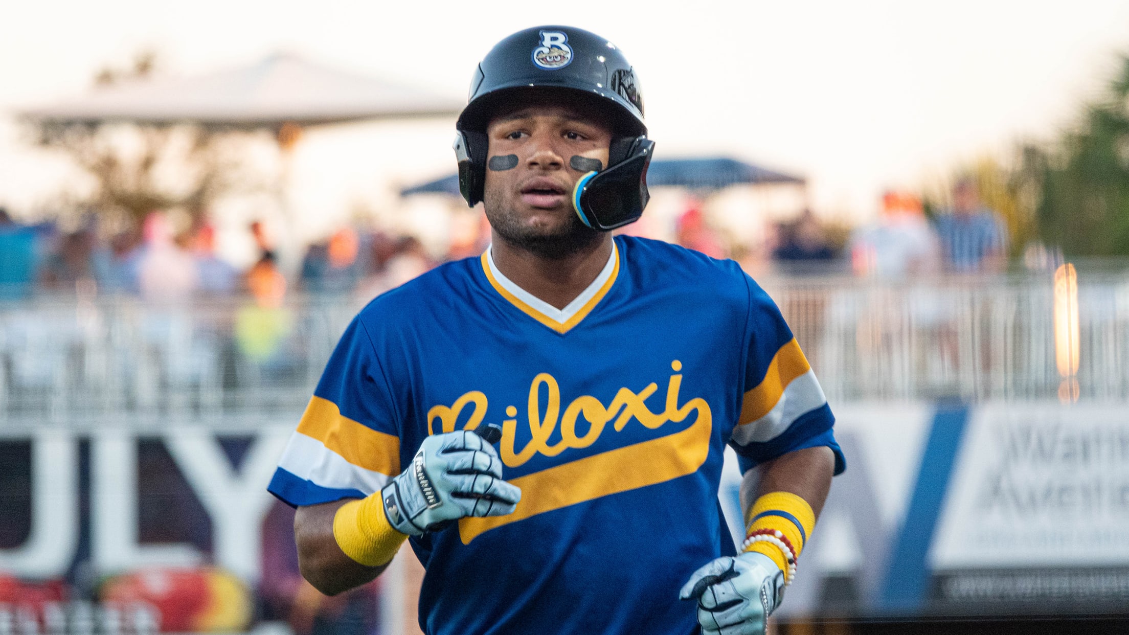 Jackson Chourio in a Biloxi Shuckers uniform