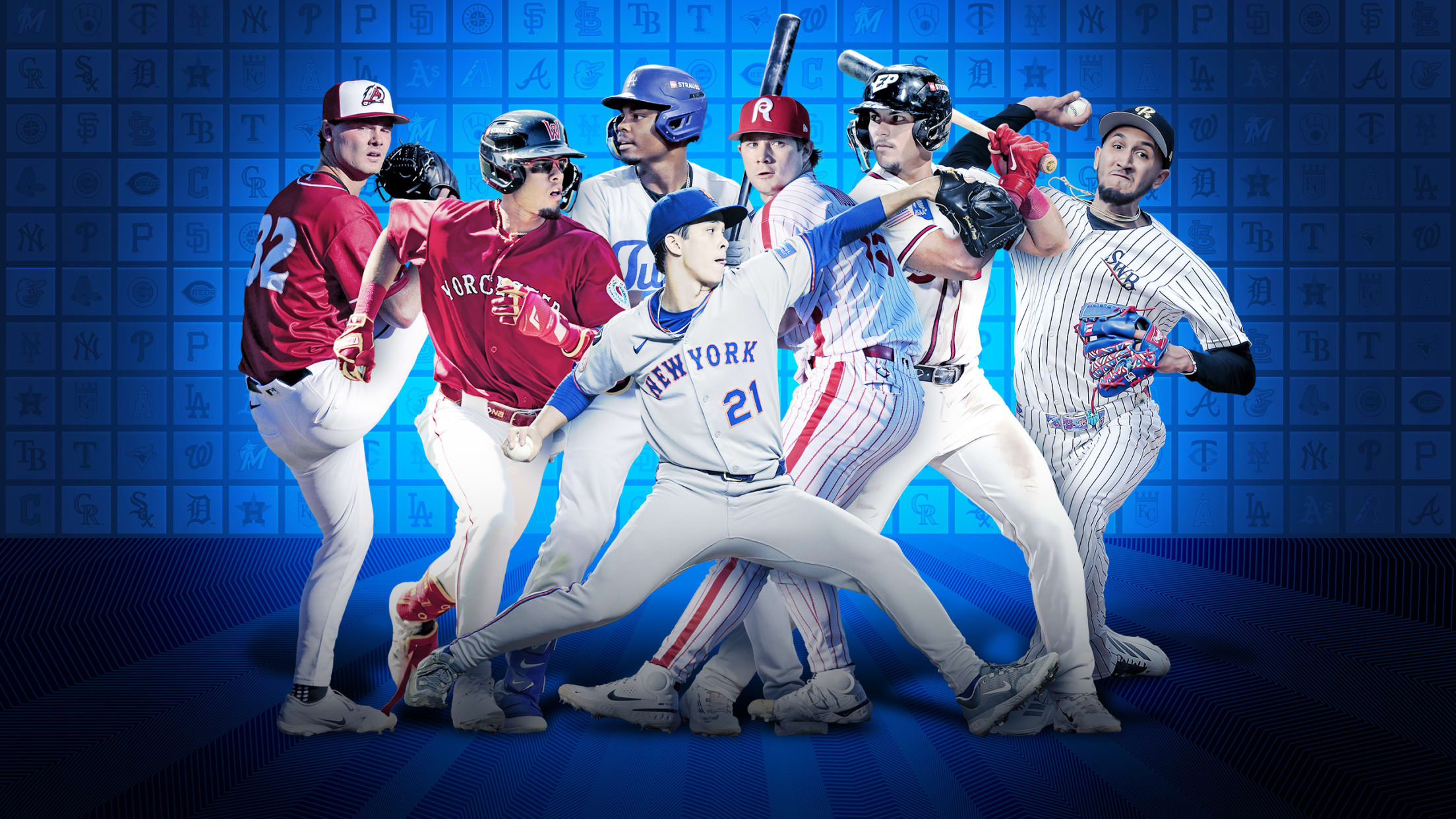 Kade Anderson (Mariners), Franklin Arias (Red Sox), Josue De Paula (Dodgers), Jonah Tong (Mets), Gage Wood (Phillies), Ethan Salas (Padres) and Elmer Rodríguez (Yankees)