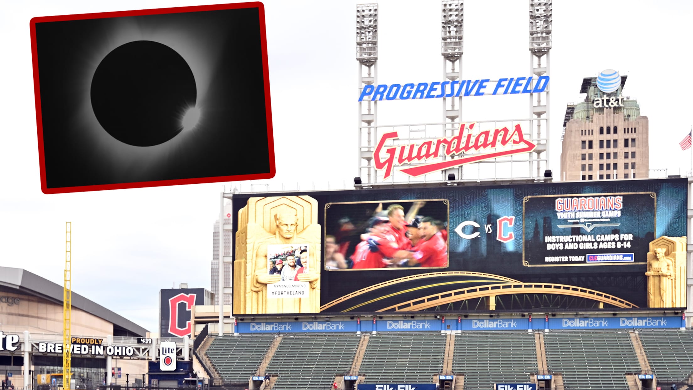 The April 8 solar eclipse will occur just hours before the Guardians' home opener