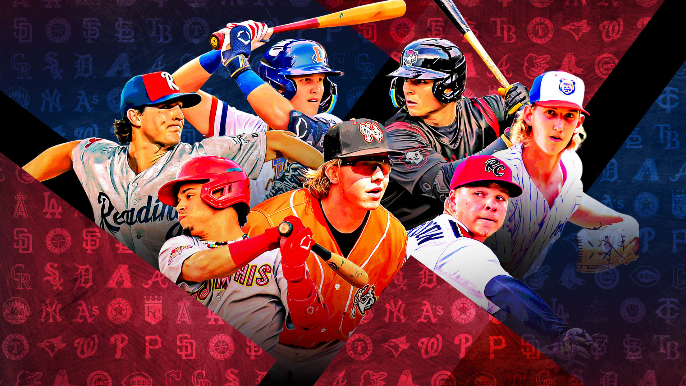 A photo illustration of seven prospects clustered together