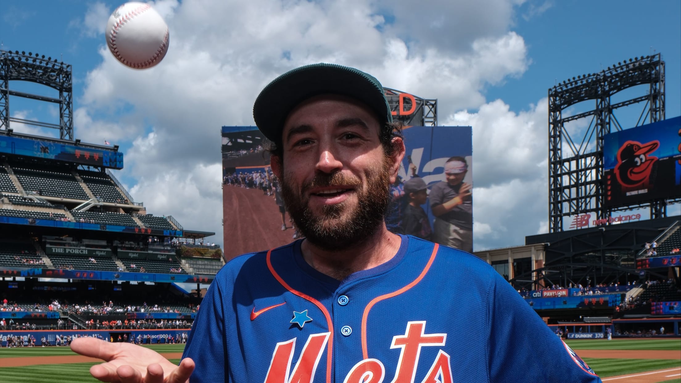 Comedian Eitan Levine has thrown out 40 ceremonial first pitches this year