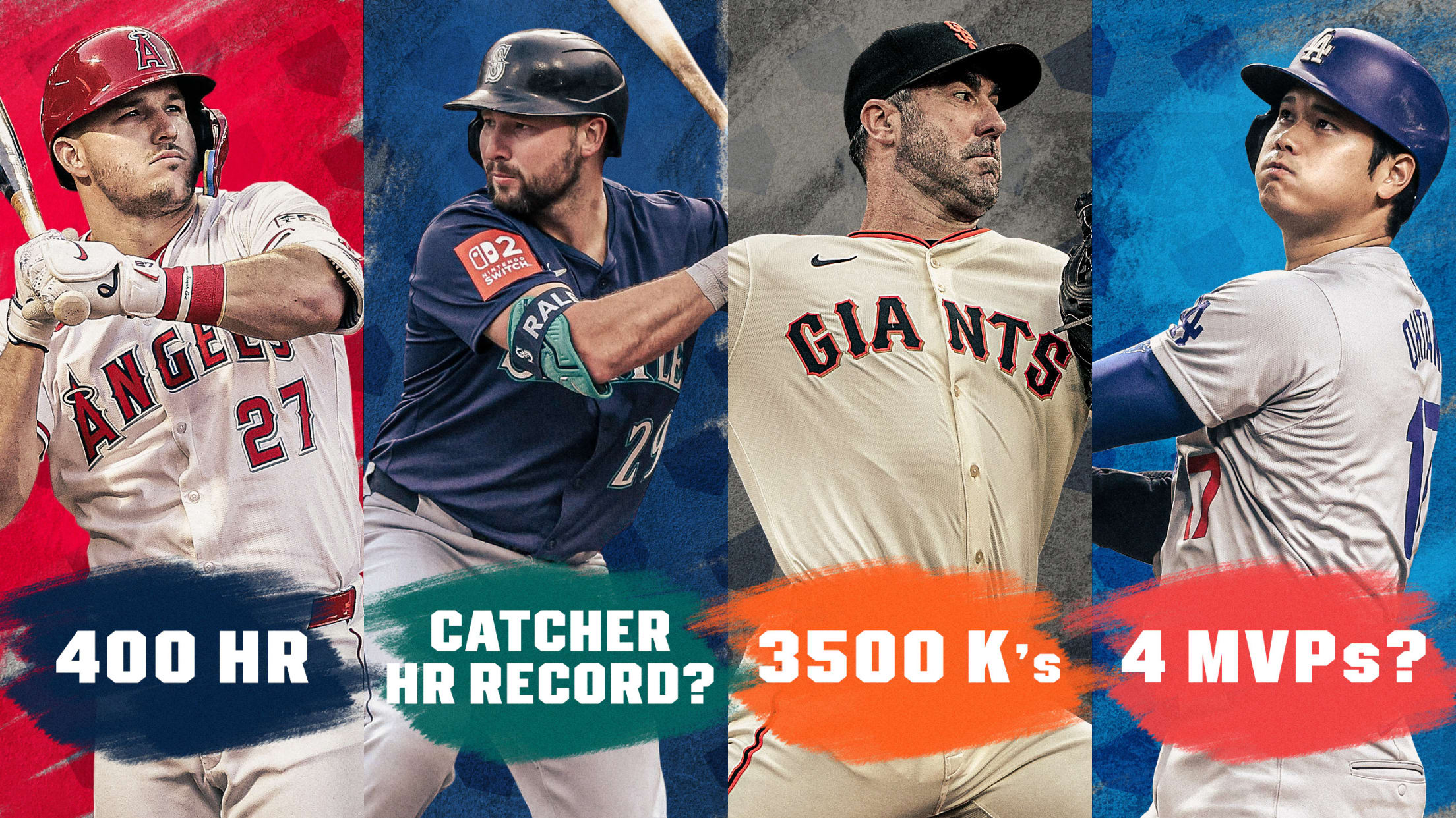 Mike Trout, Cal Raleigh, Justin Verlander and Shohei Ohtani are among those chasing milestones in the second half