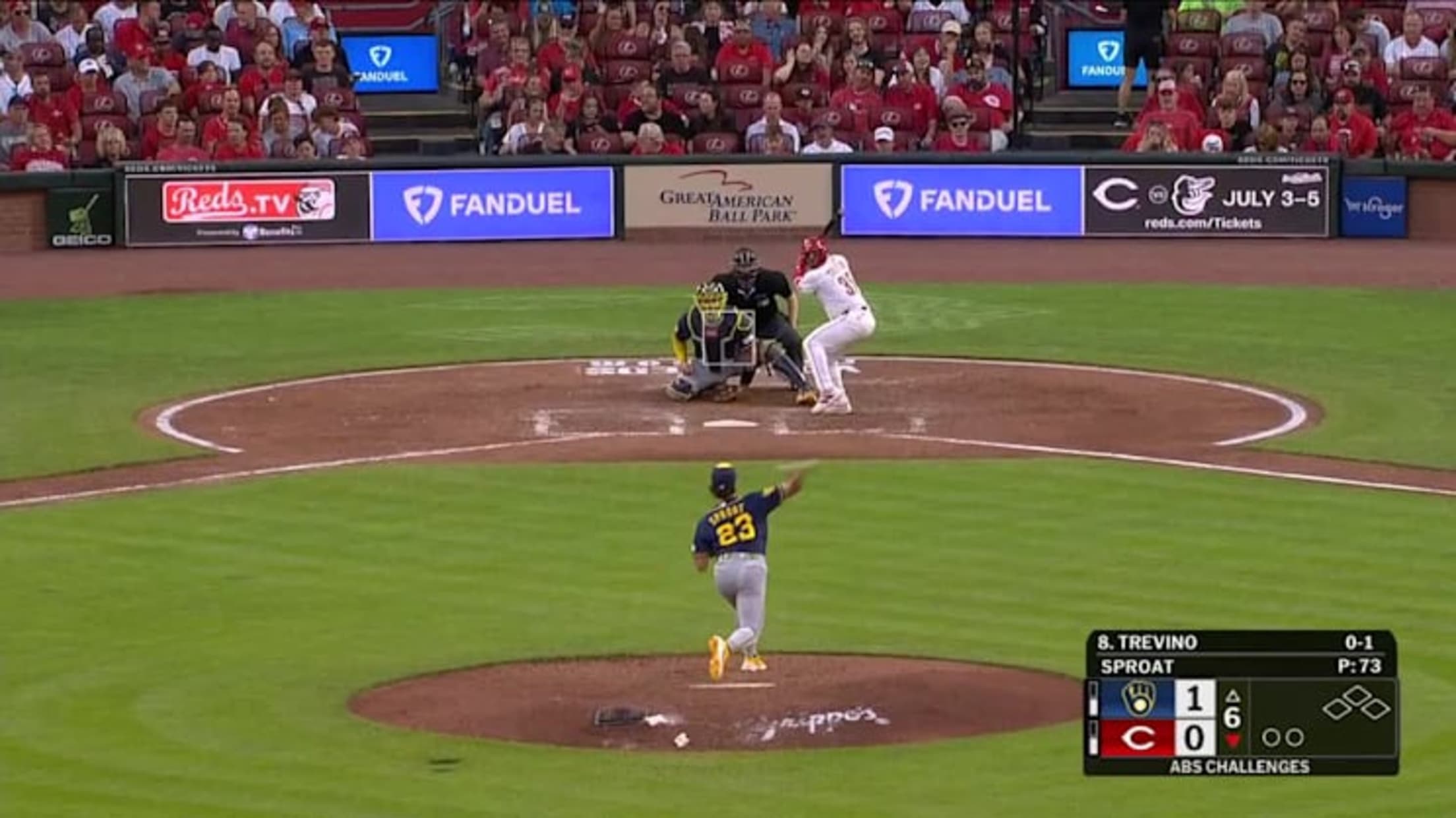Jose Trevino singles to break up a no-hitter