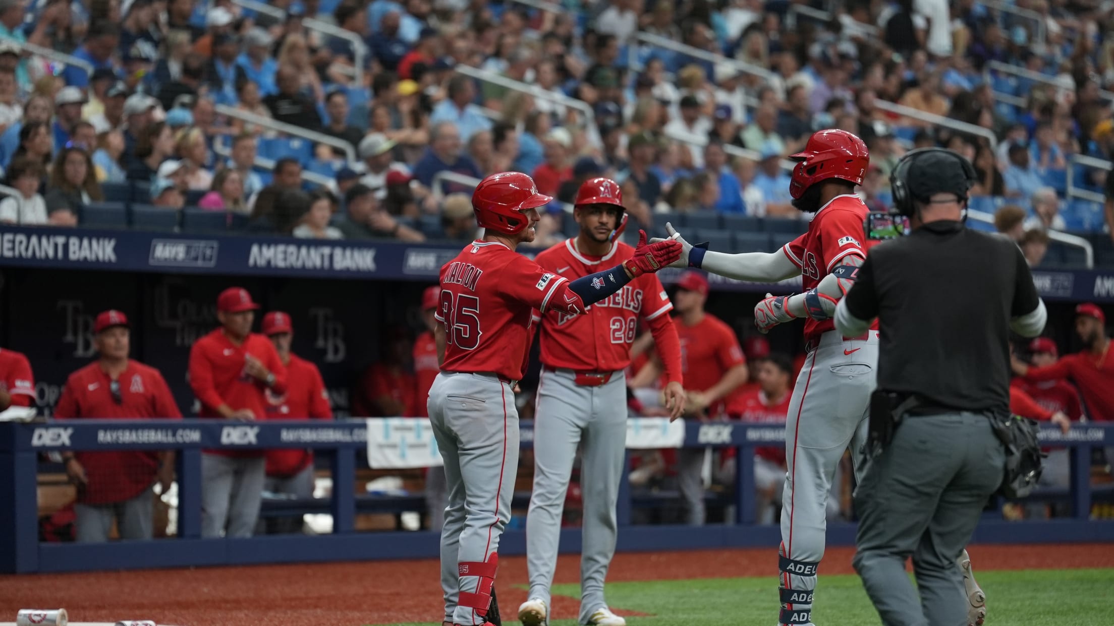 Angels plate seven runs in the 9th