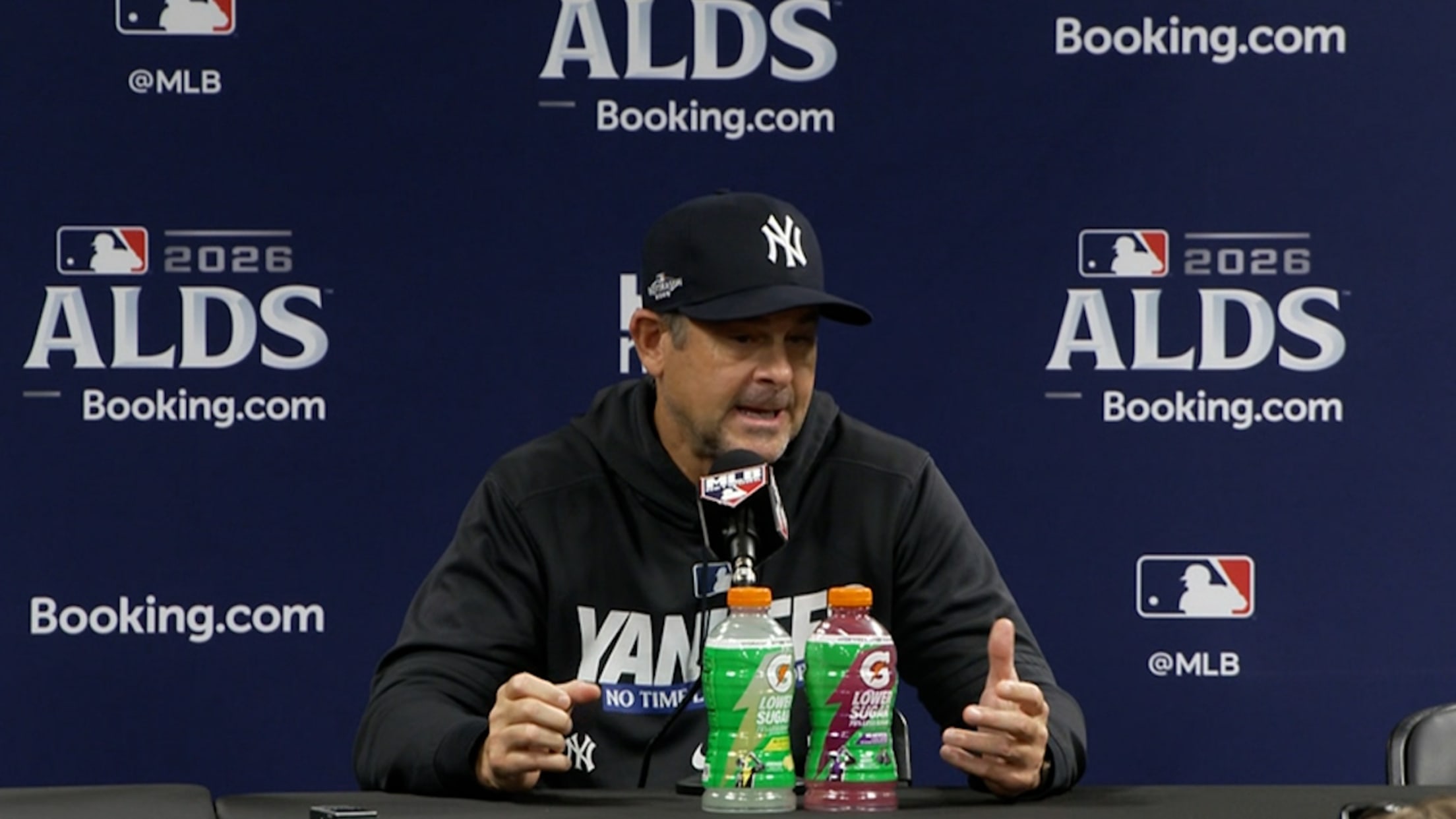 Aaron Boone discusses Judge, Rodon in ALDS plans
