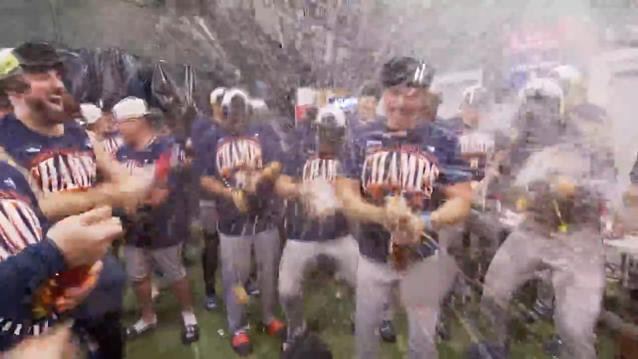 Houston Astros clubhouse celebration after clinching the 2026 American League West