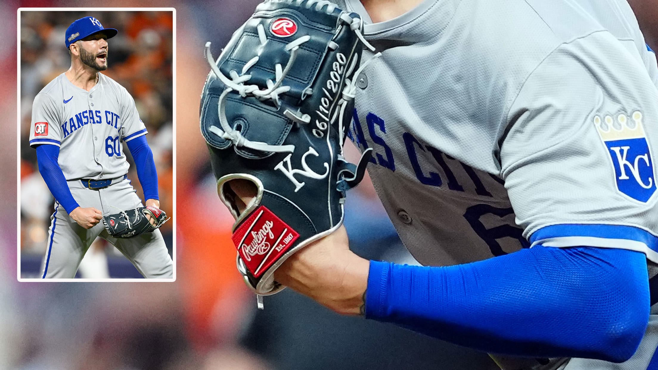 Royals reliever Lucas Erceg has the date of his sobriety stitched into his glove