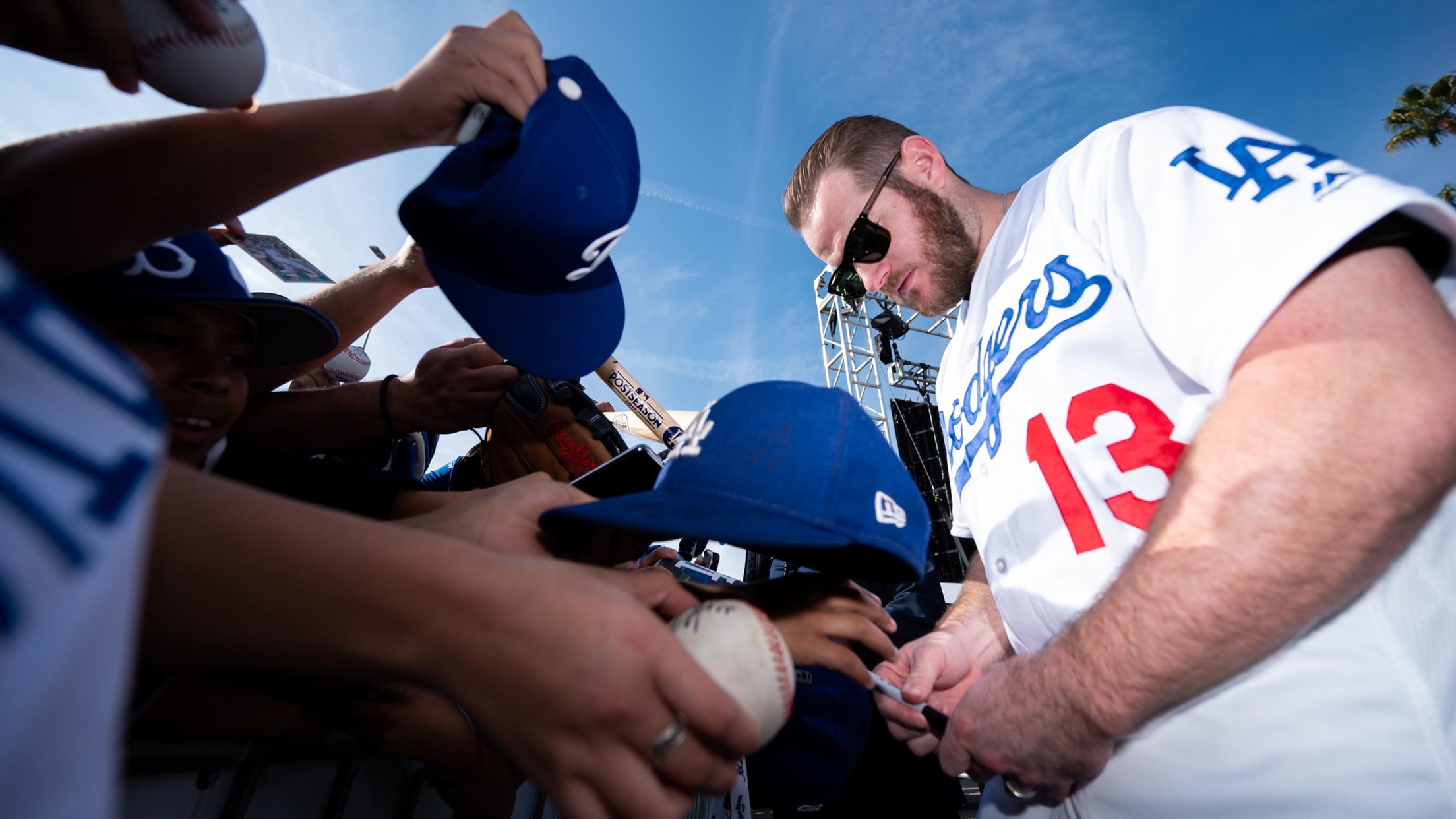 Dodger fans pack the merchandise store during pre game festivities