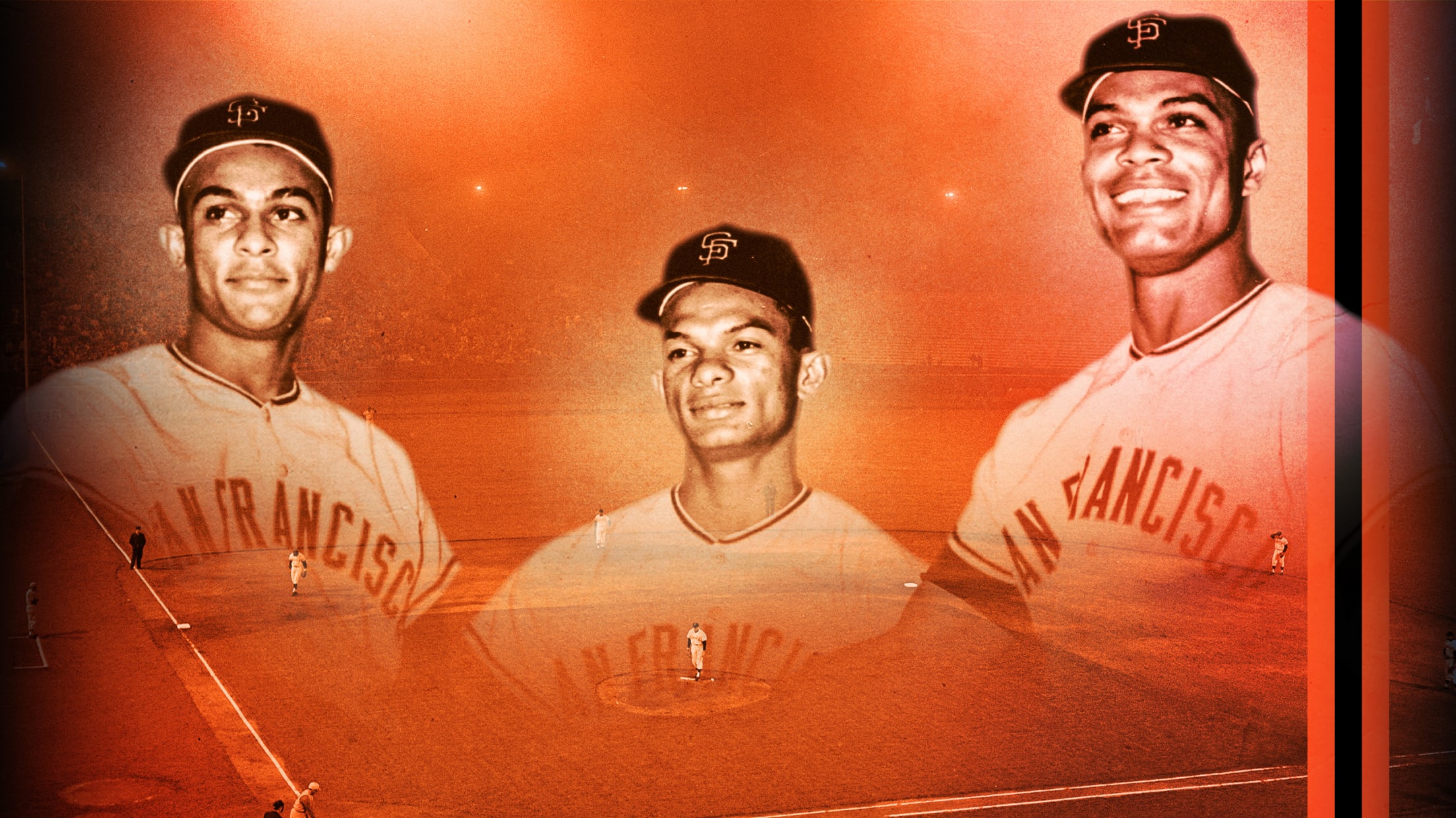 A photo illustration of Mateo, Jesús and Felipe Alou