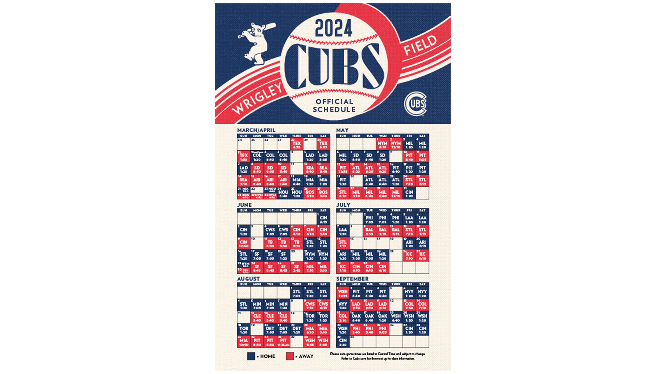 2024 Promotions and Giveaways Chicago Cubs