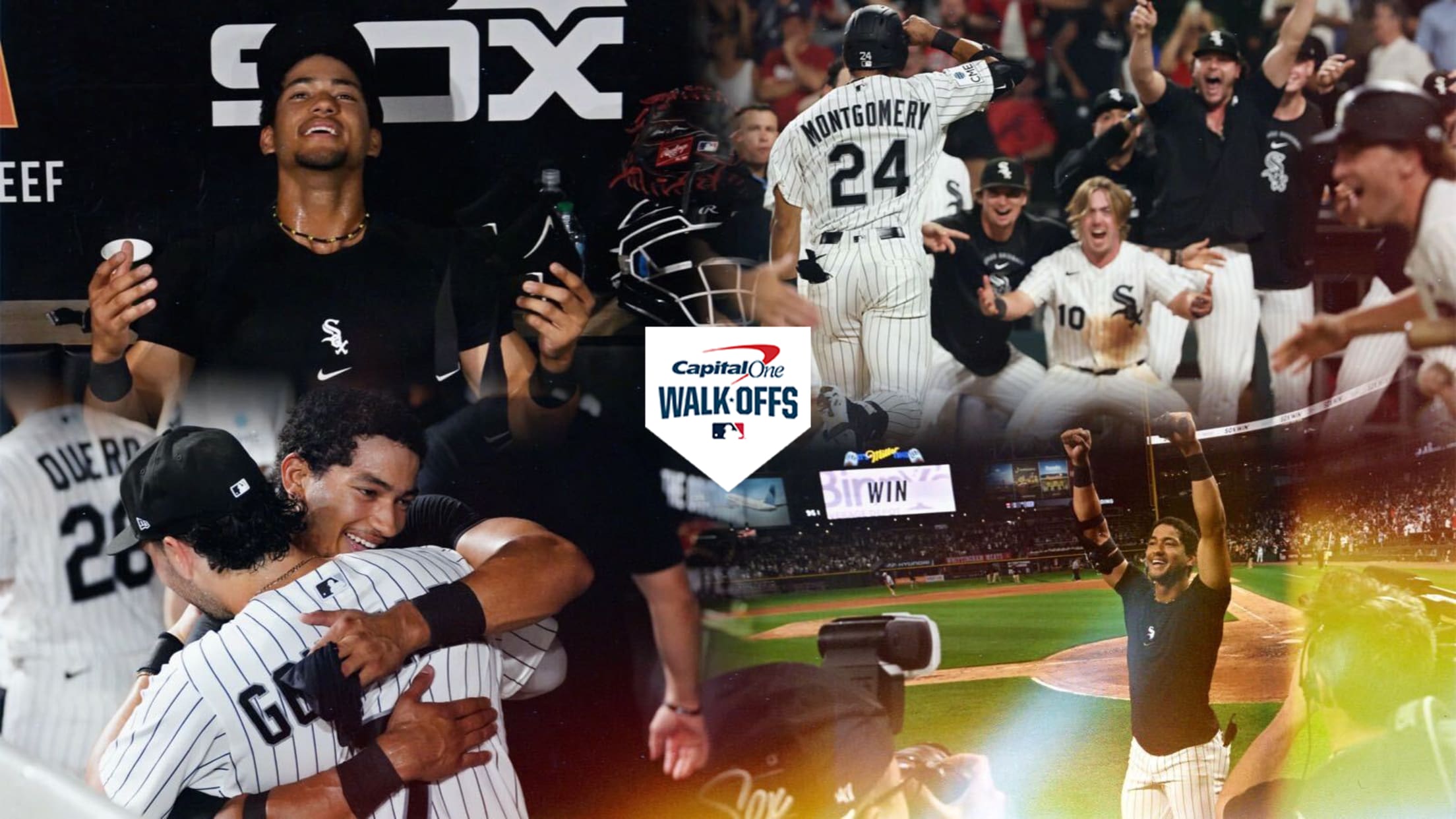 A collection of images of Braden Montgomery celebrating his walk-off home run