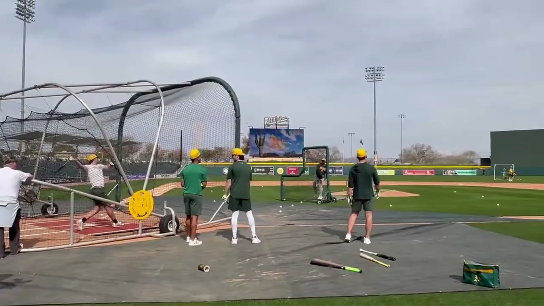 Nick Kurtz takes some swings in the batting cage