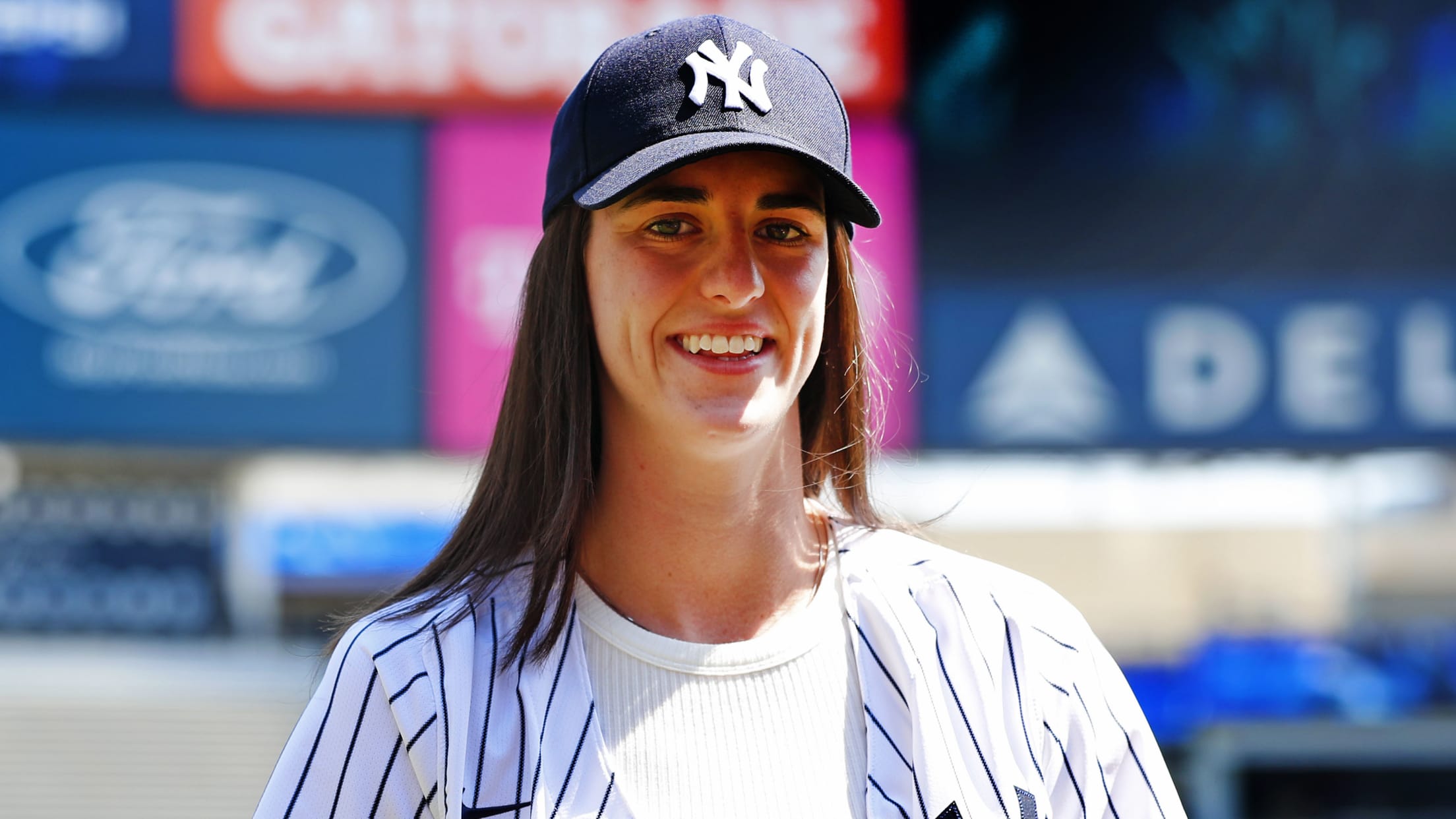 Caitlin Clark, who appeared at a Yankees game earlier this season, seems to have an interest in calling baseball games