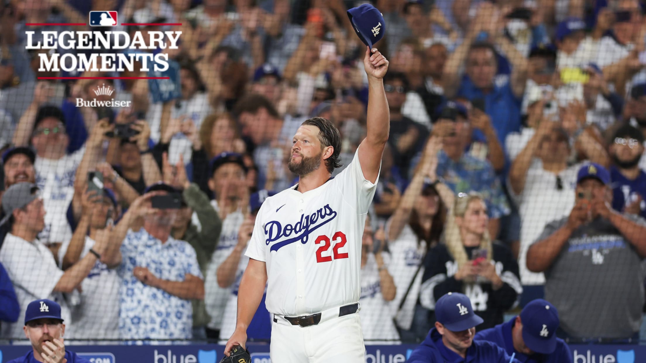 Clayton Kershaw doffs his cap to the Dodger Stadium crowd