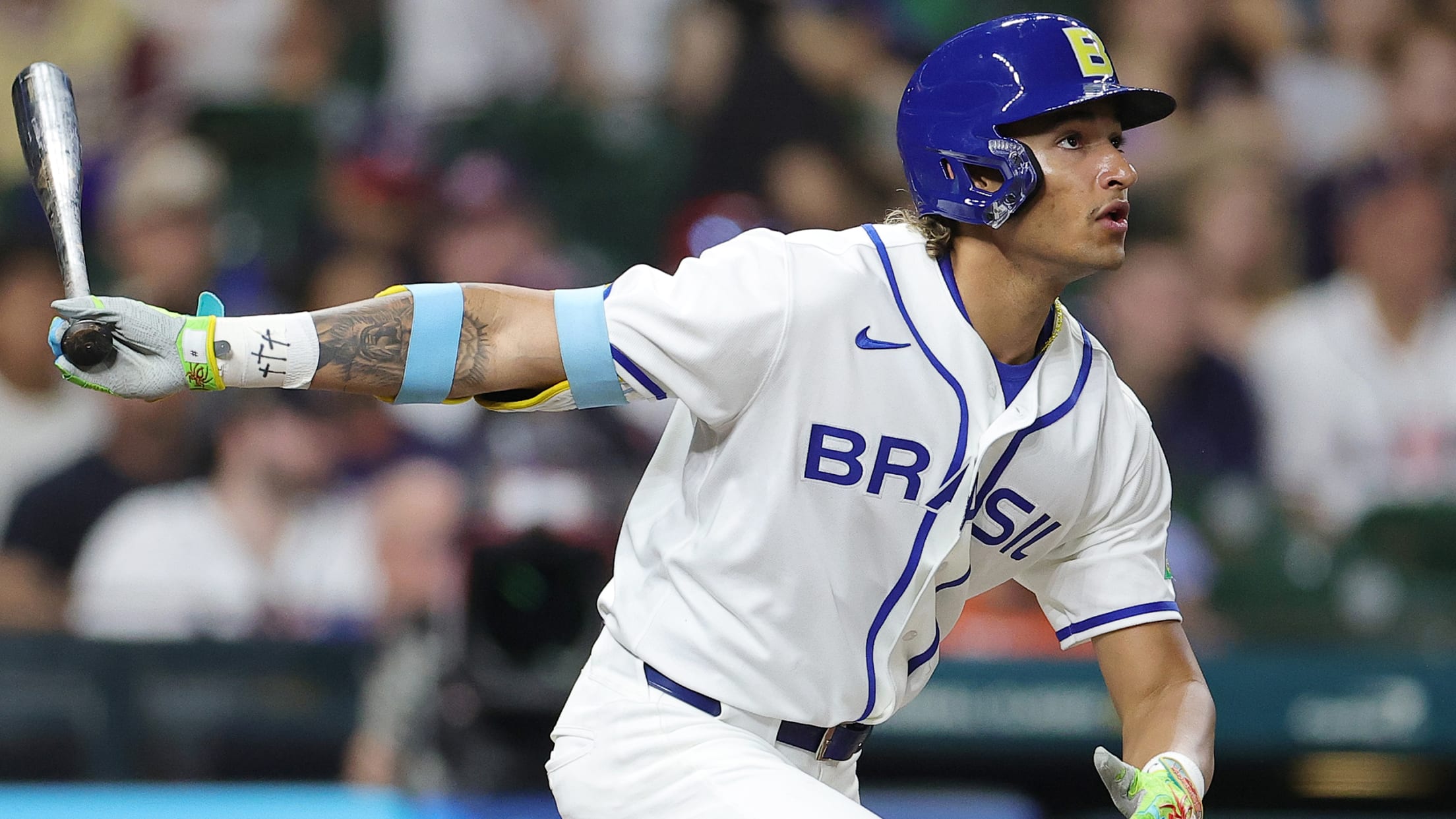 Lucas Ramirez watches one of his home runs