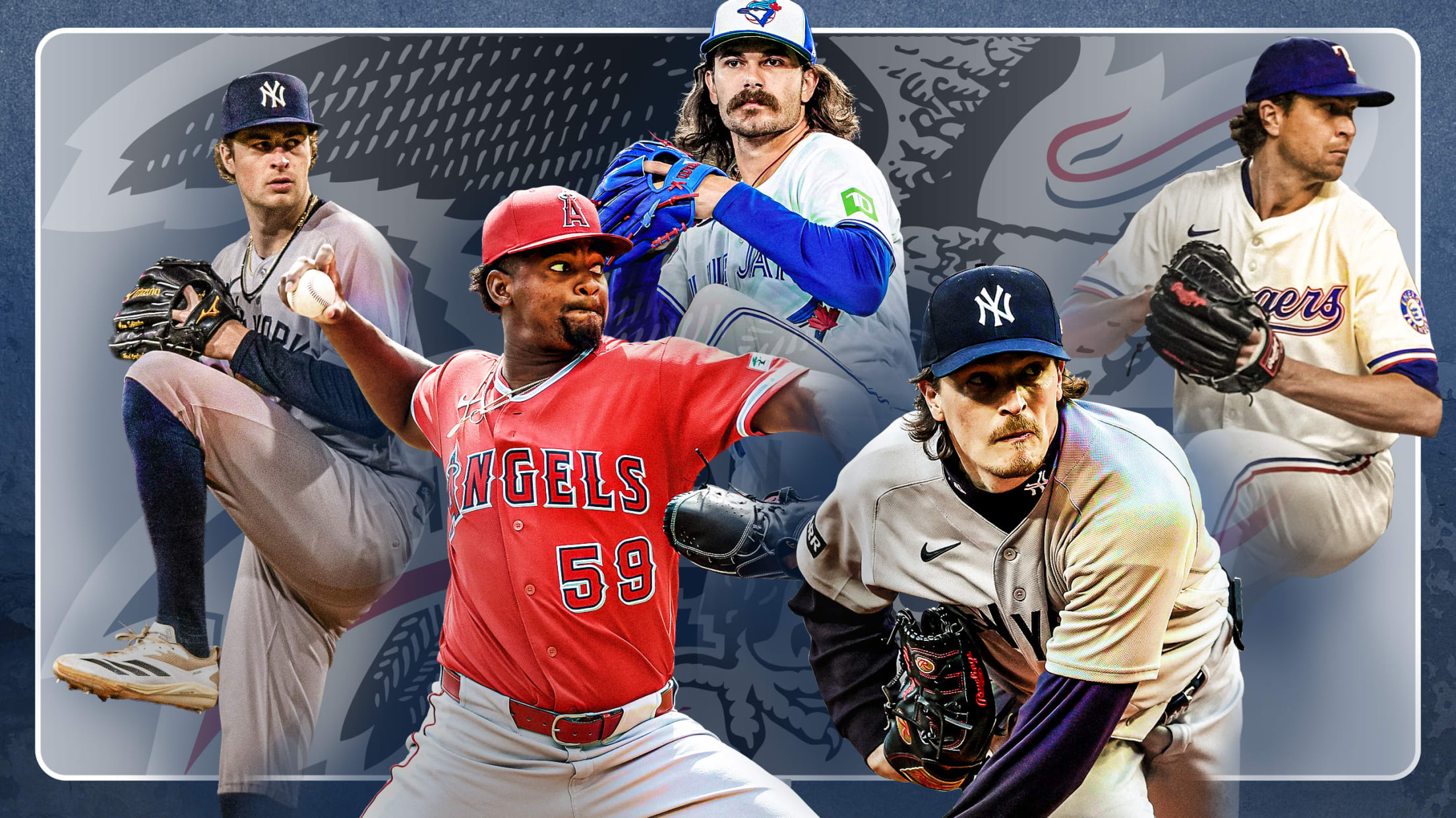 Cam Schlittler, José Soriano, Dylan Cease, Max Fried and Jacob deGrom