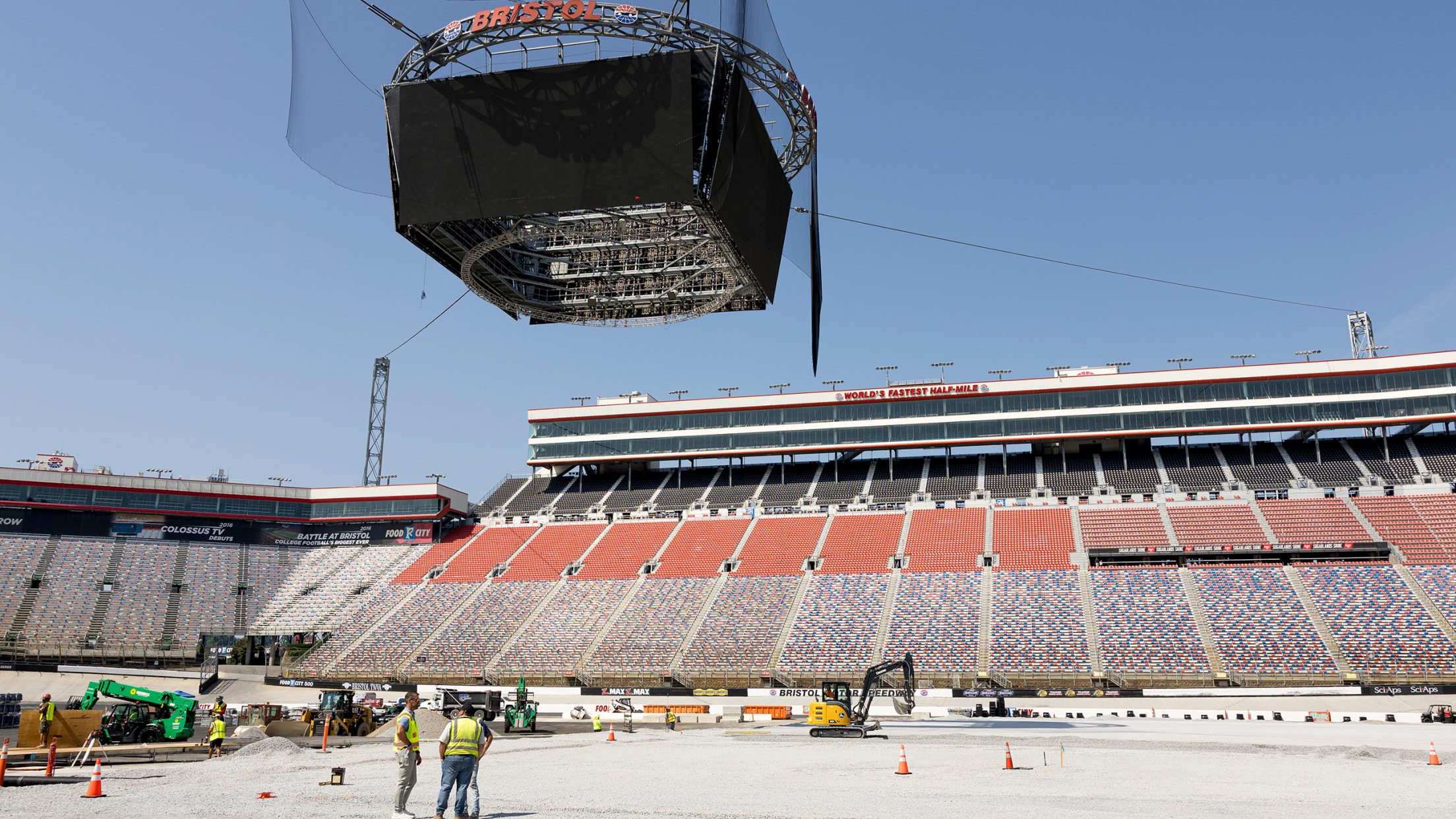 The field at Bristol Motor Speedway under construction