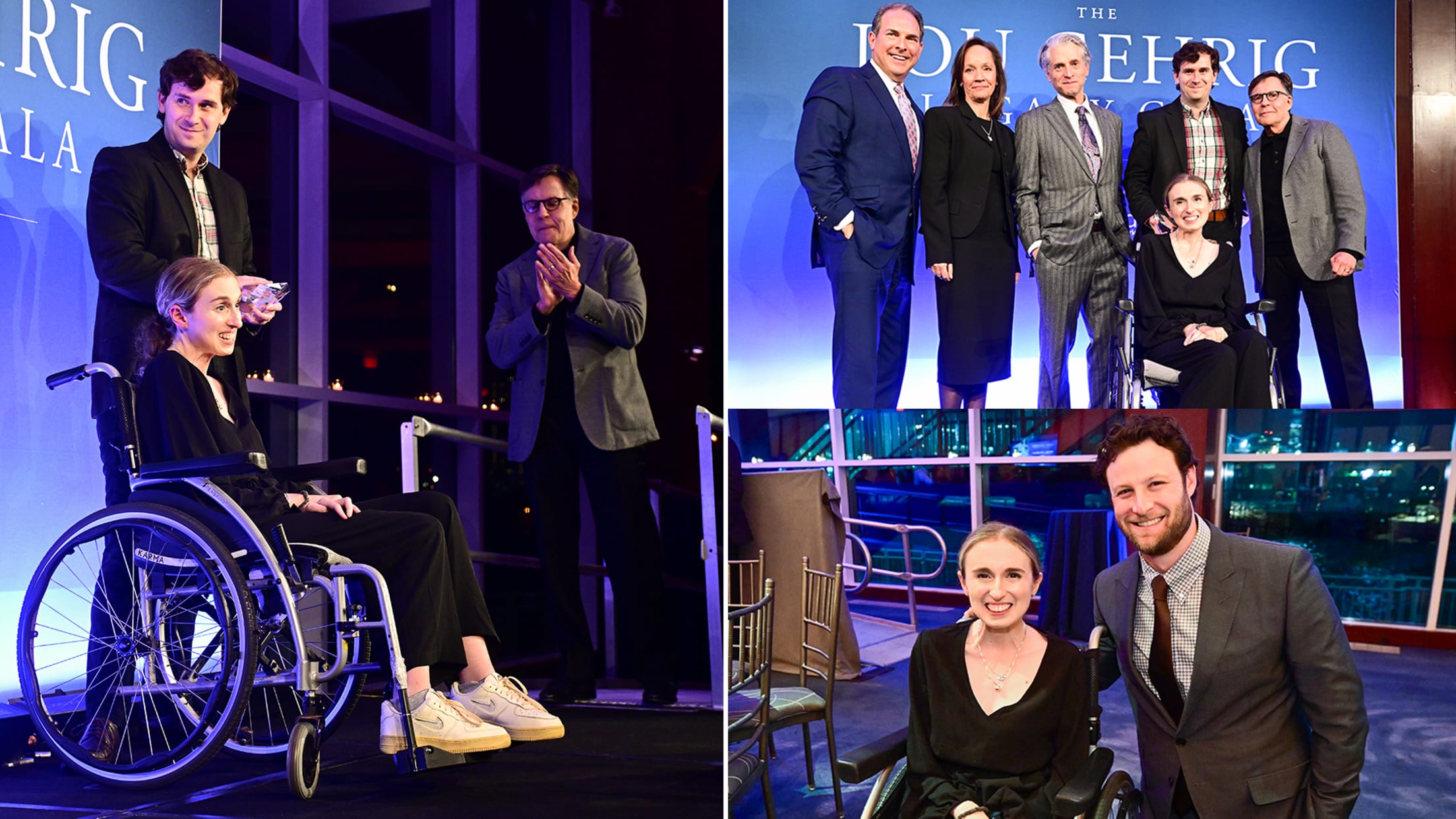 Sarah Langs on stage and with Gerrit Cole