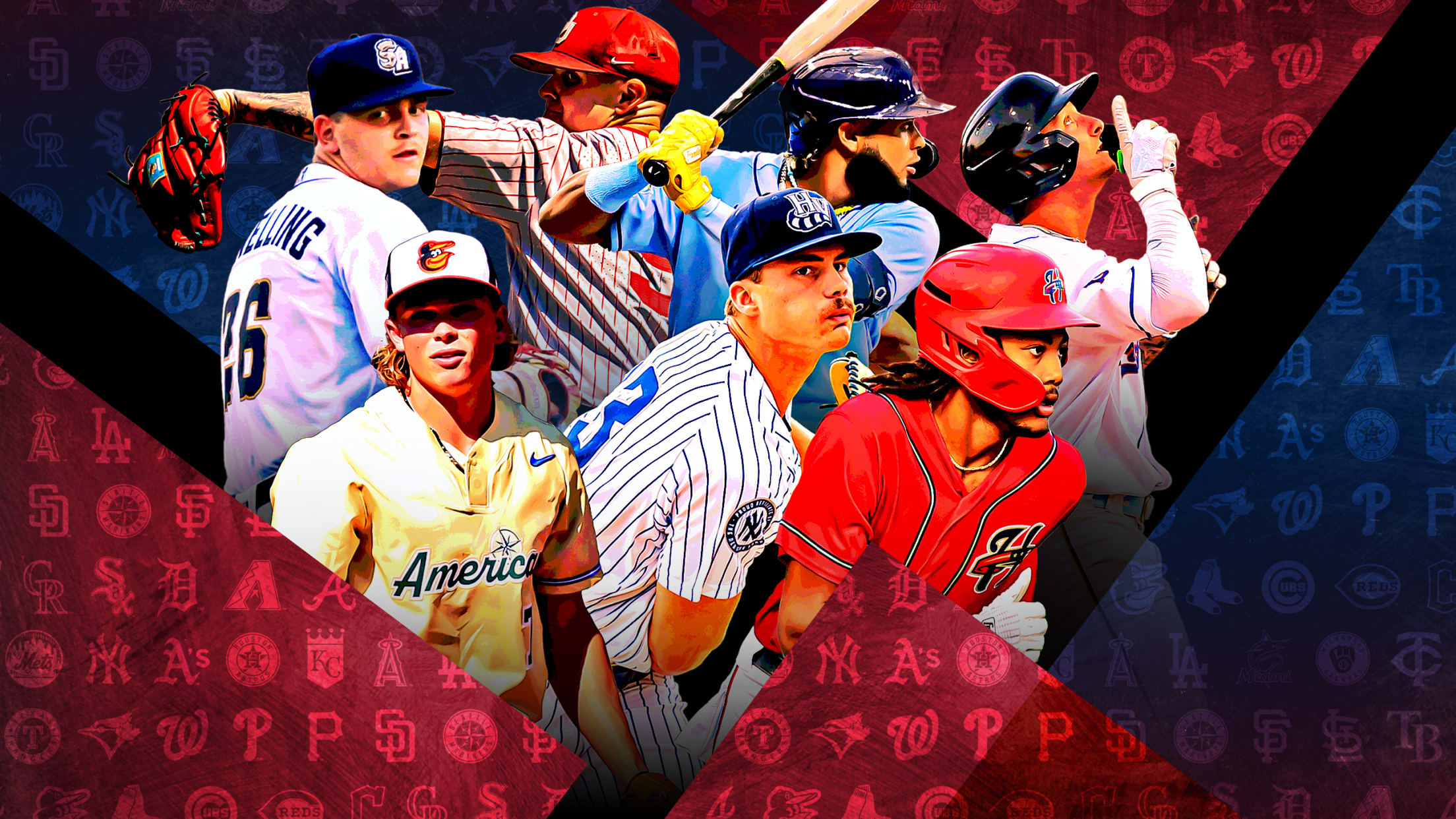 A photo illustration of 7 top prospects