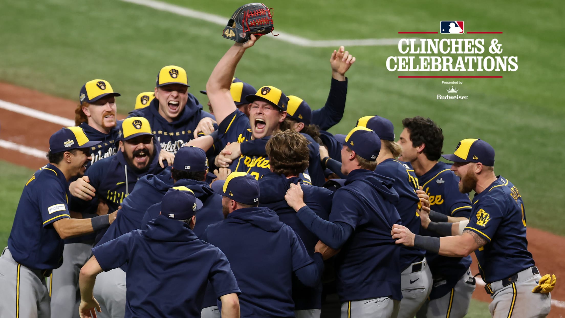 The Brewers celebrate winning the World Series