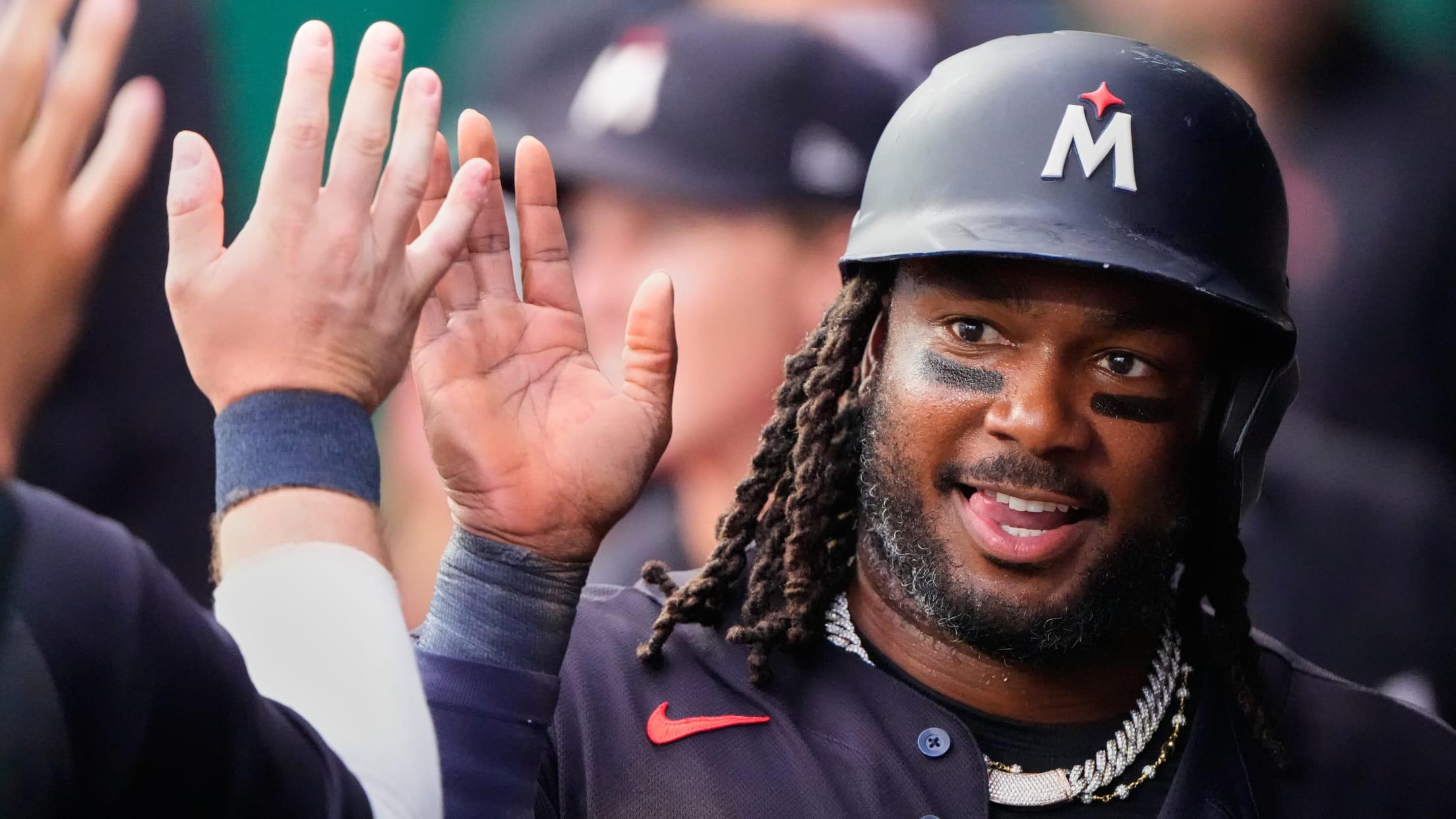Josh Bell scores on a double play