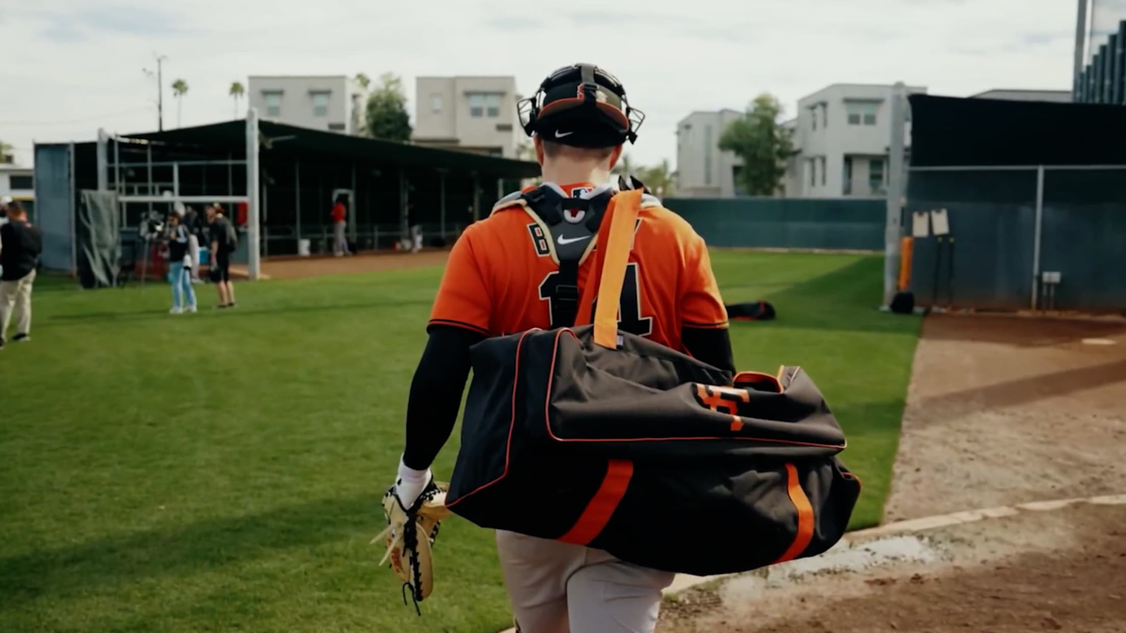 Logan Webb throws a bullpen to Patrick Bailey