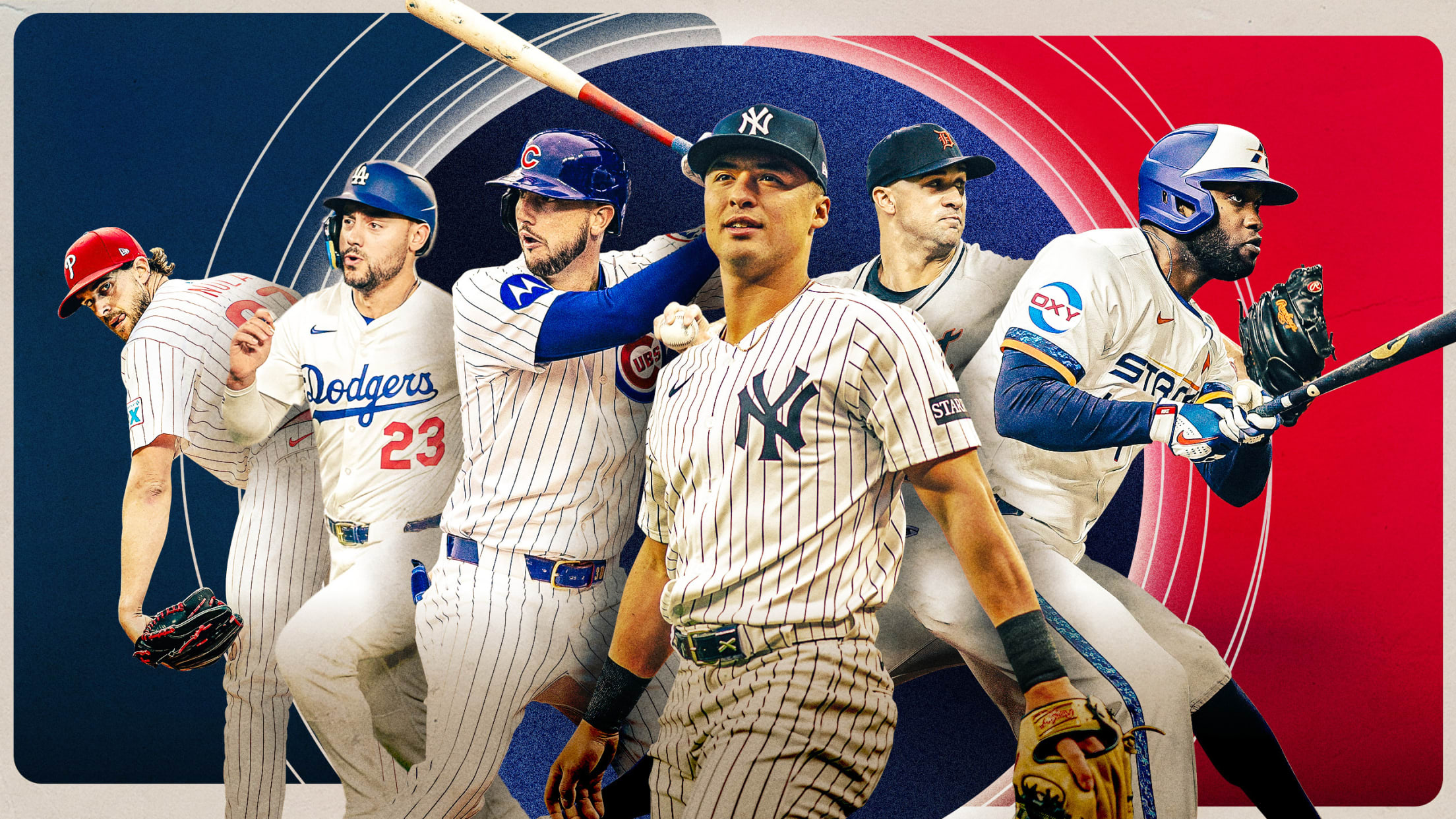 Aaron Nola, Michael Conforto, Kyle Tucker, Anthony Volpe, Jack Flaherty and Yordan Alvarez