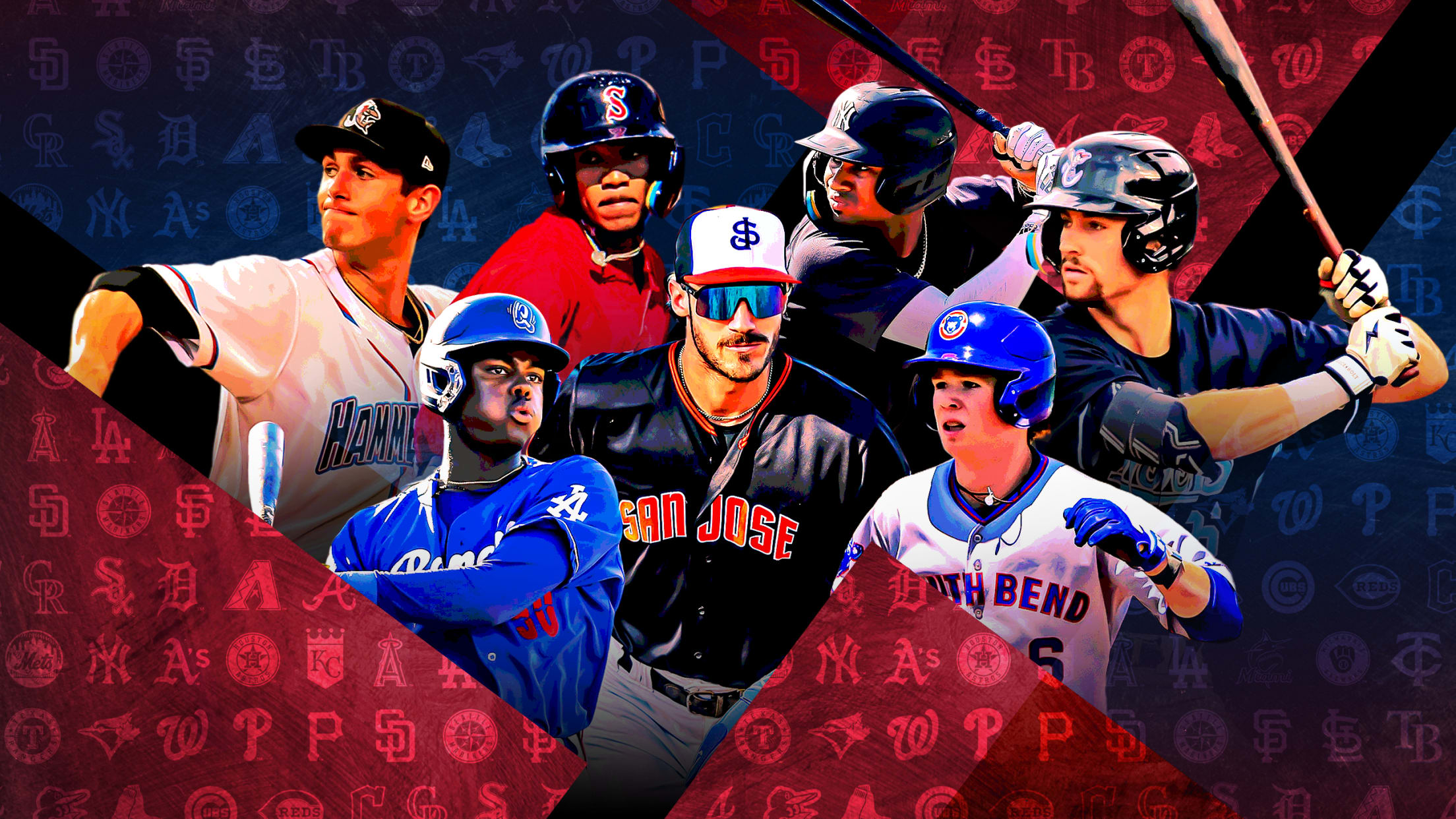 A photo illustration of 7 prospects primed to break out