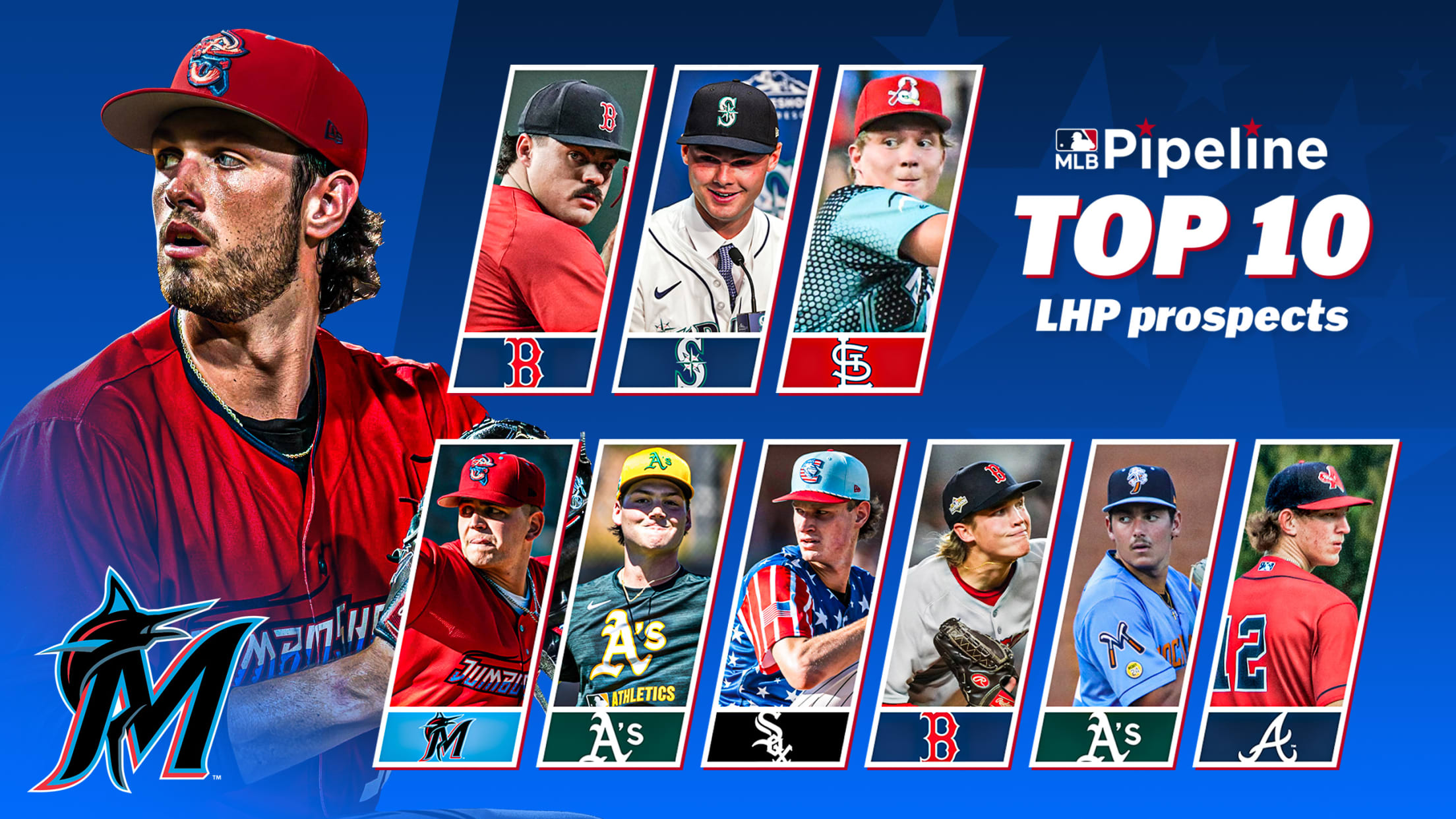 The A's, Braves, Cardinals, Mariners, Marlins, Red Sox and White Sox have the top left-handed pitching prospects