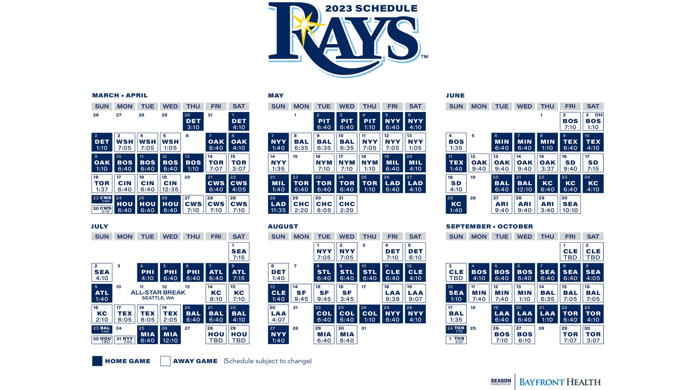 Rays Printable Schedule Tampa Bay Rays