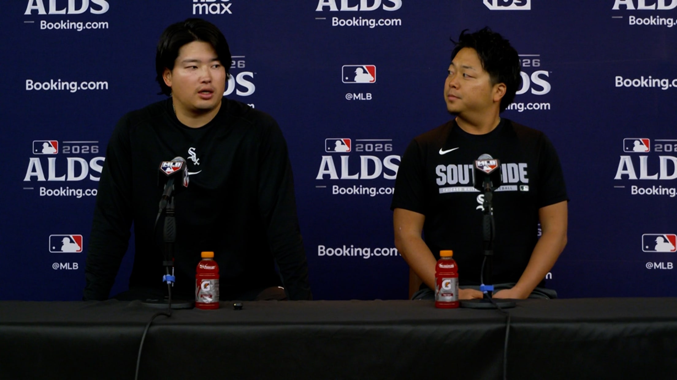 Munetaka Murakami speaks during Chicago White Sox 2026 ALDS media availability