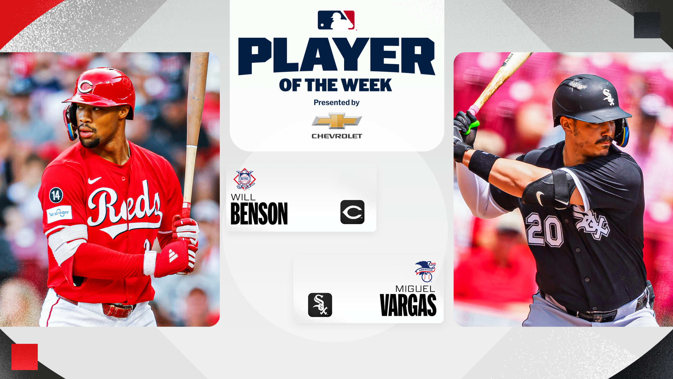 Will Benson of the Reds and Miguel Vargas of the White Sox are MLB's Players of the Week
