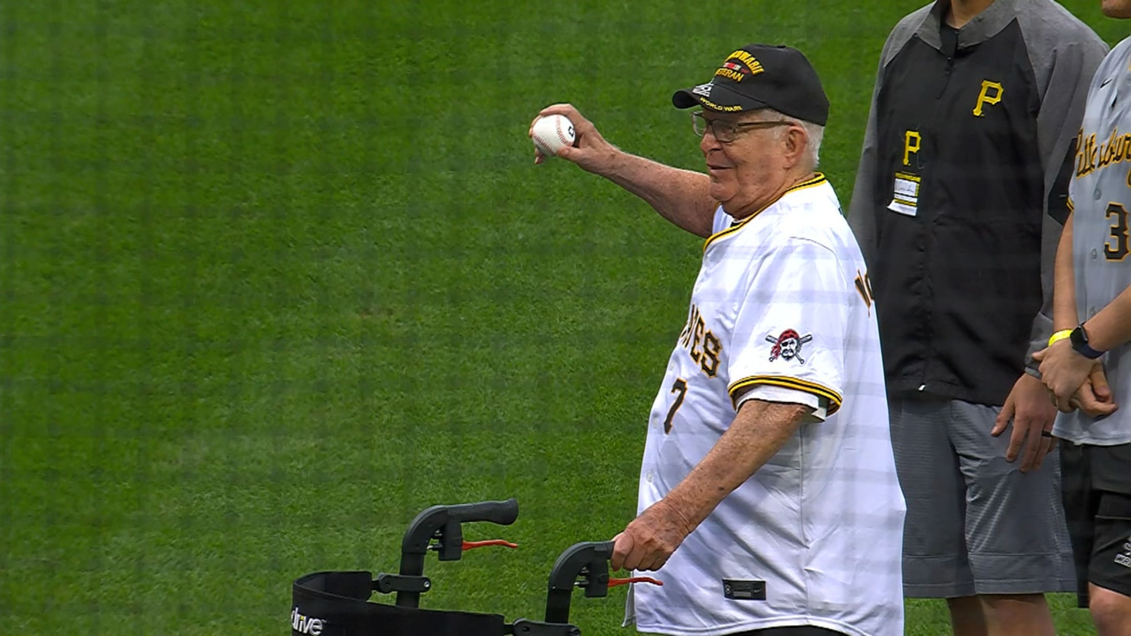 98-year-old veteran throws out first pitch
