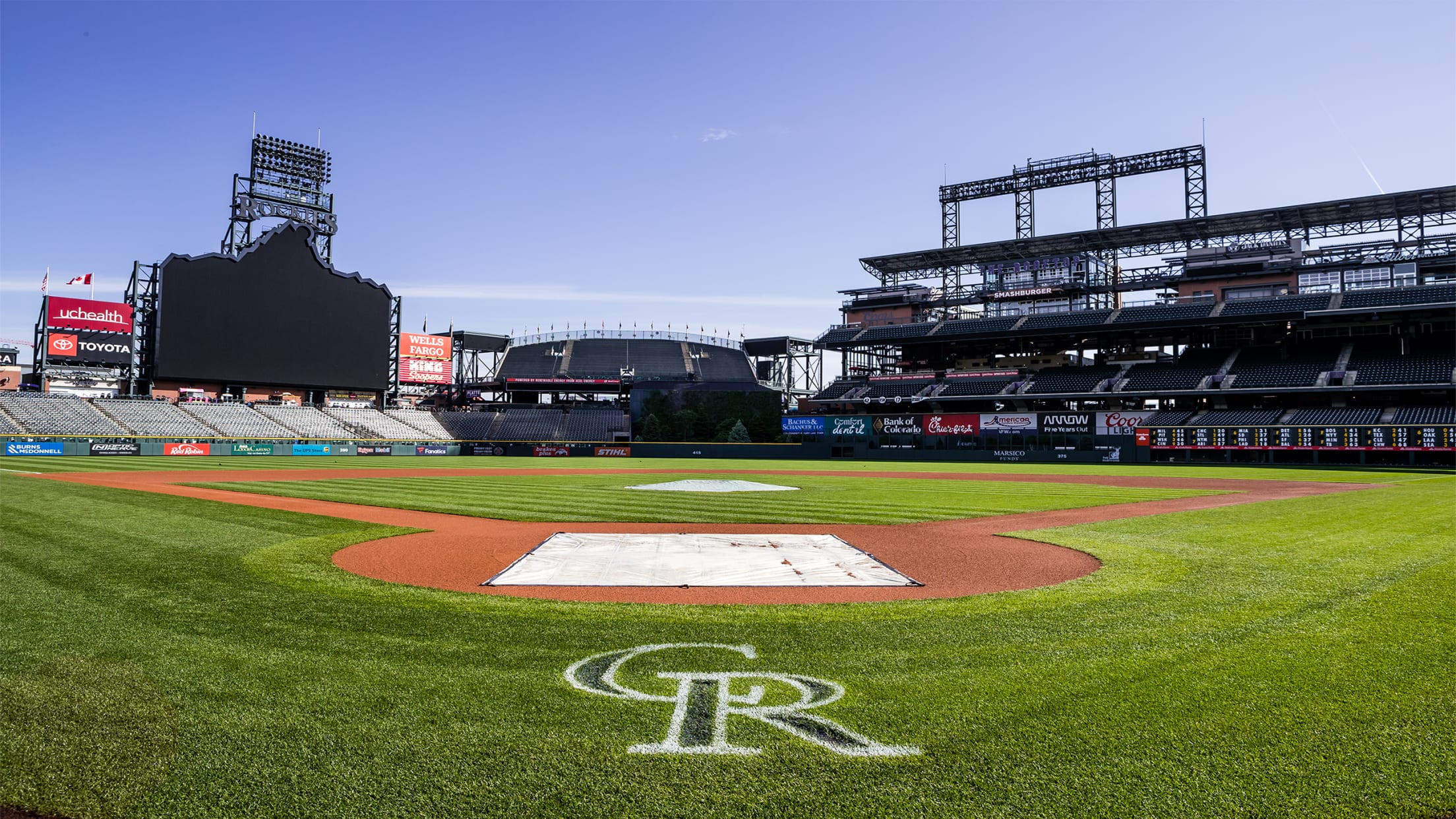 DENVER, CO - JULY 11: An overhead general view of Coors Field