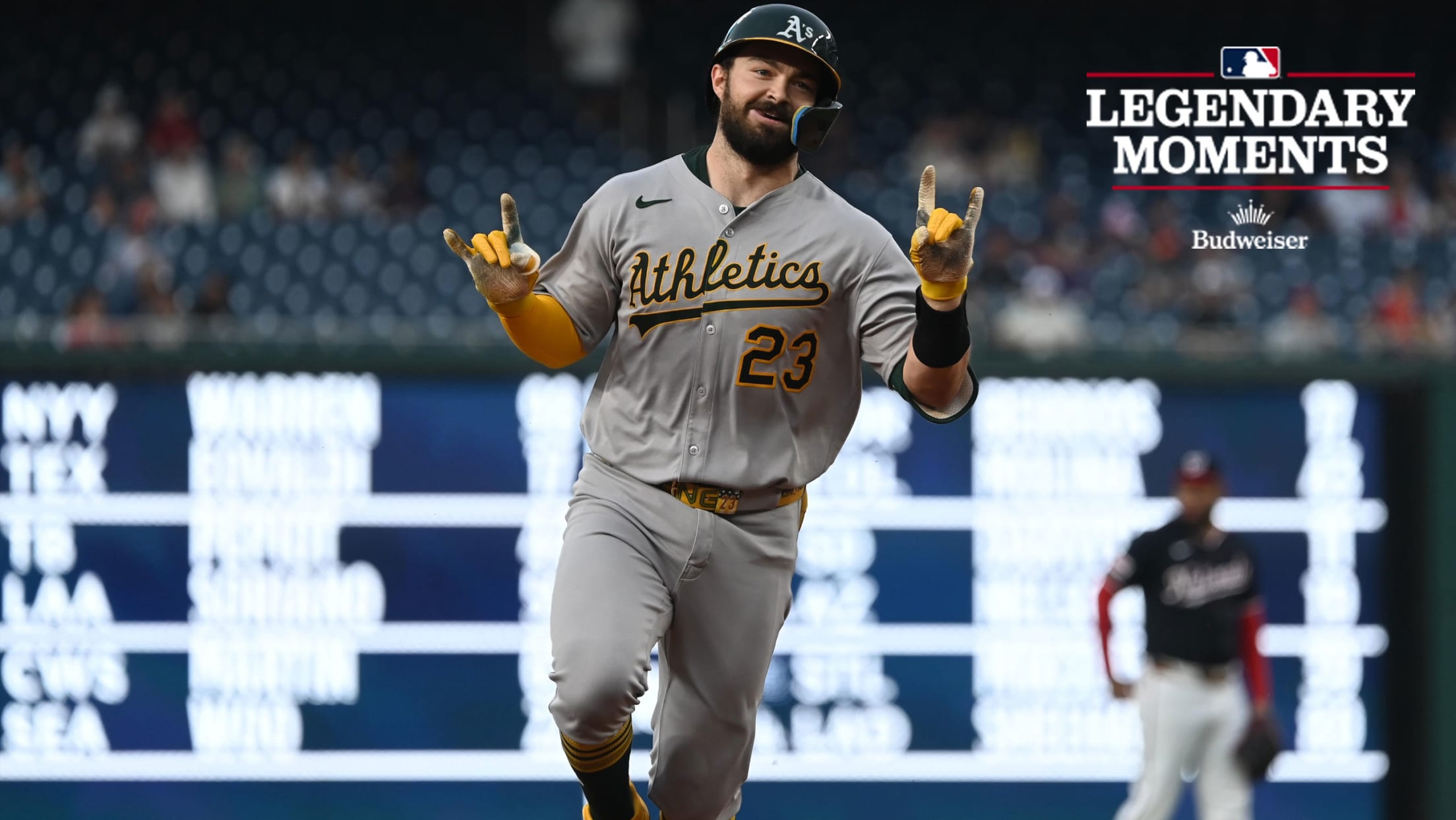 Shea Langeliers rounds the bases on his big night