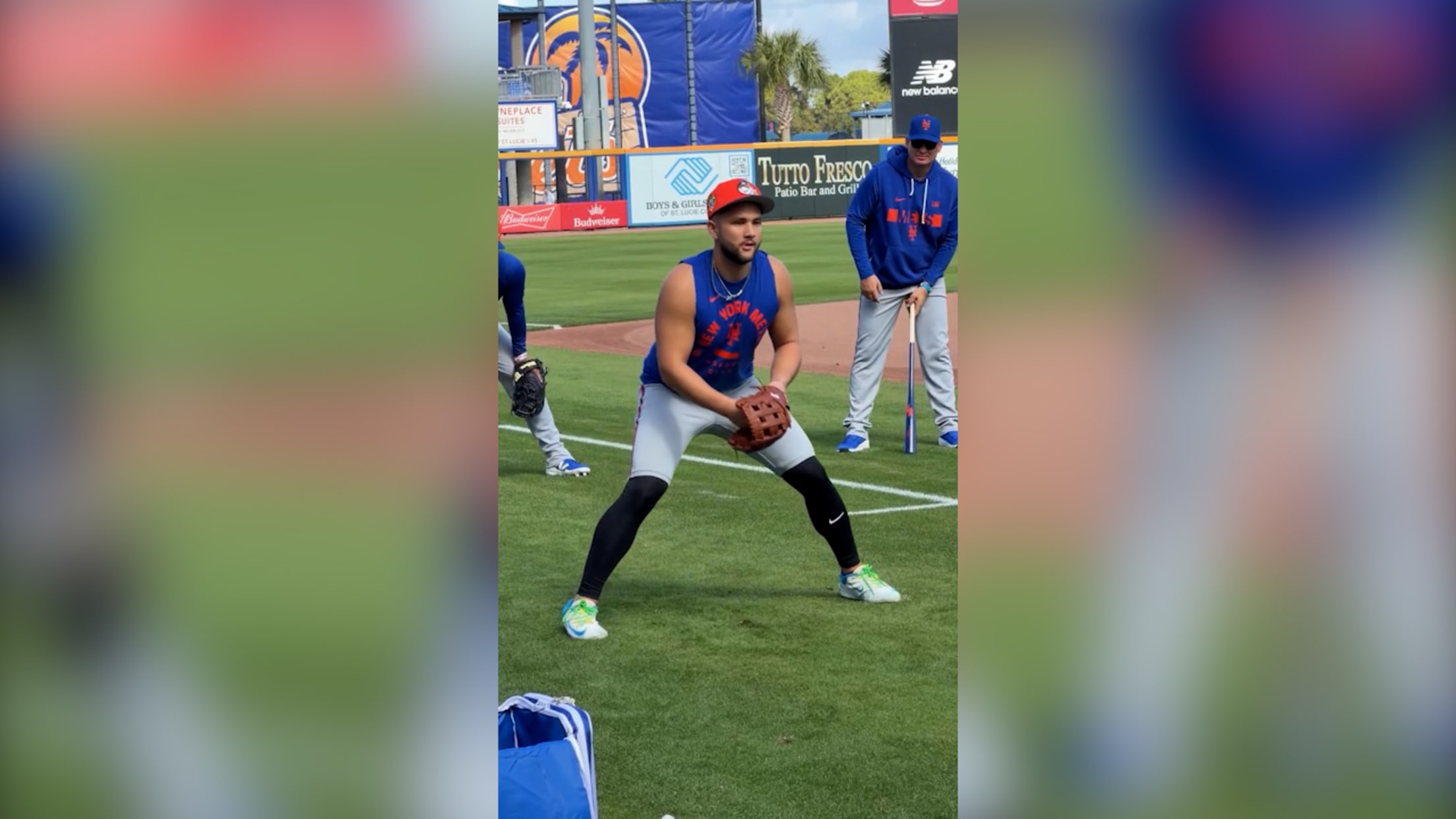 Bo Bichette takes batting practice, plays third base