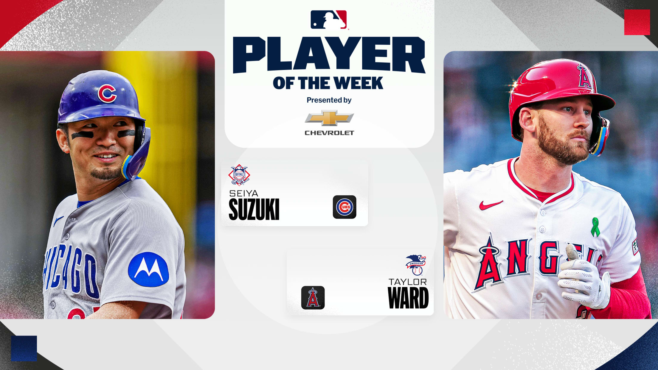 The Cubs' Seiya Suzuki and the Angels' Taylor Ward are the NL and AL Players of the Week