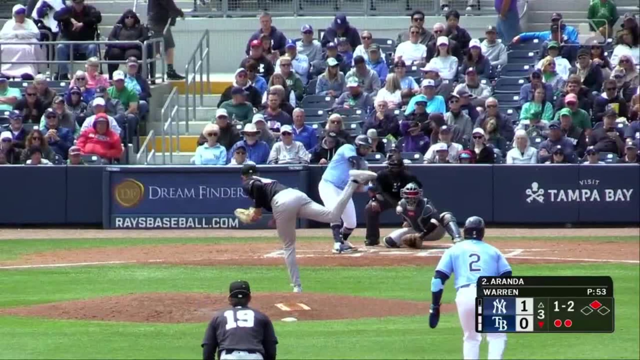 Will Warren strikes out Jonathan Aranda