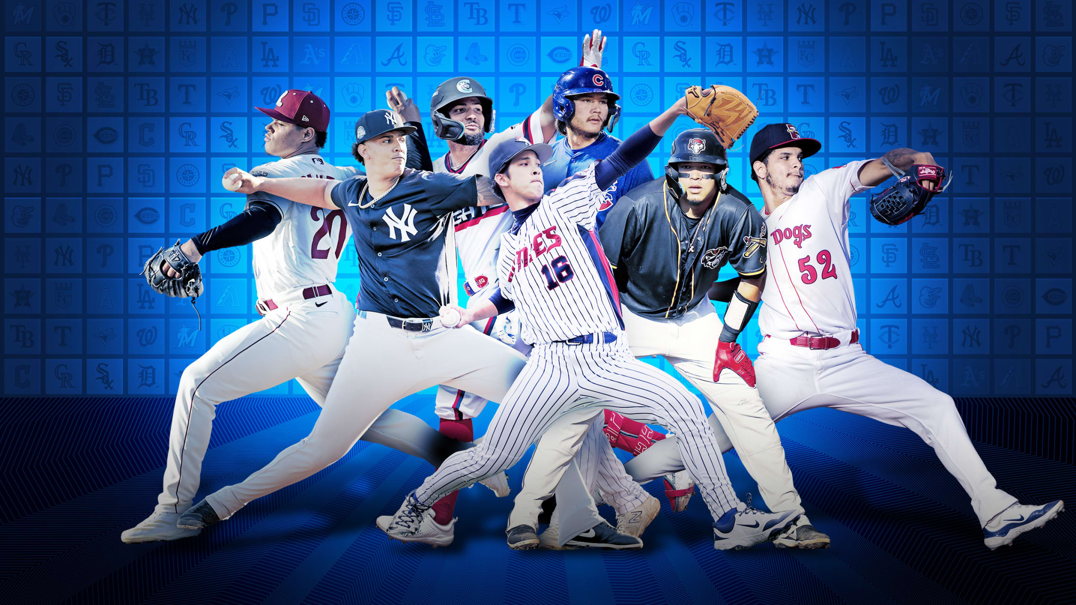 Images of 7 prospects in action overlaid on one another