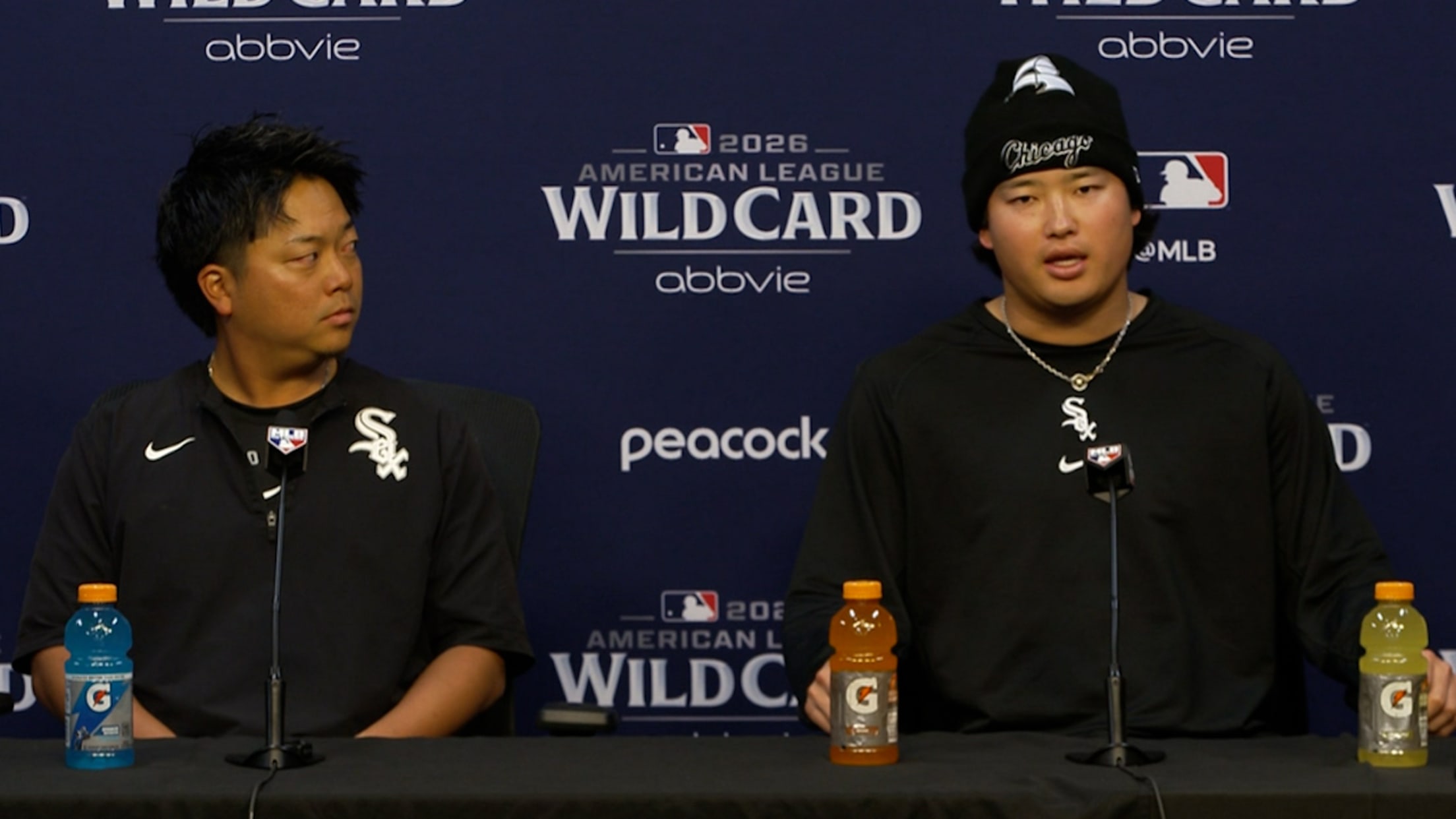Munetaka Murakami at 2026 AL Wild Card media availability for the Chicago White Sox