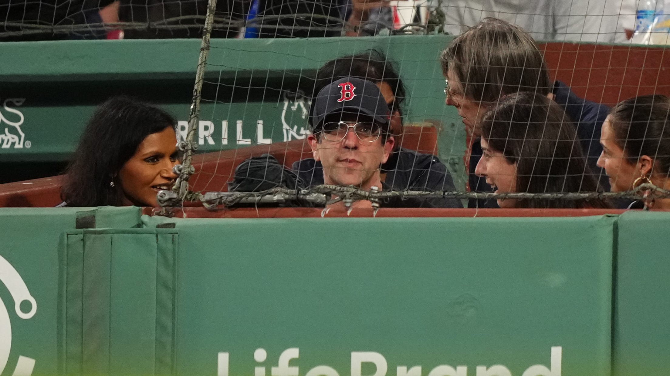 Mindy Kaling and B.J. Novak in front-row seats at Fenway Park