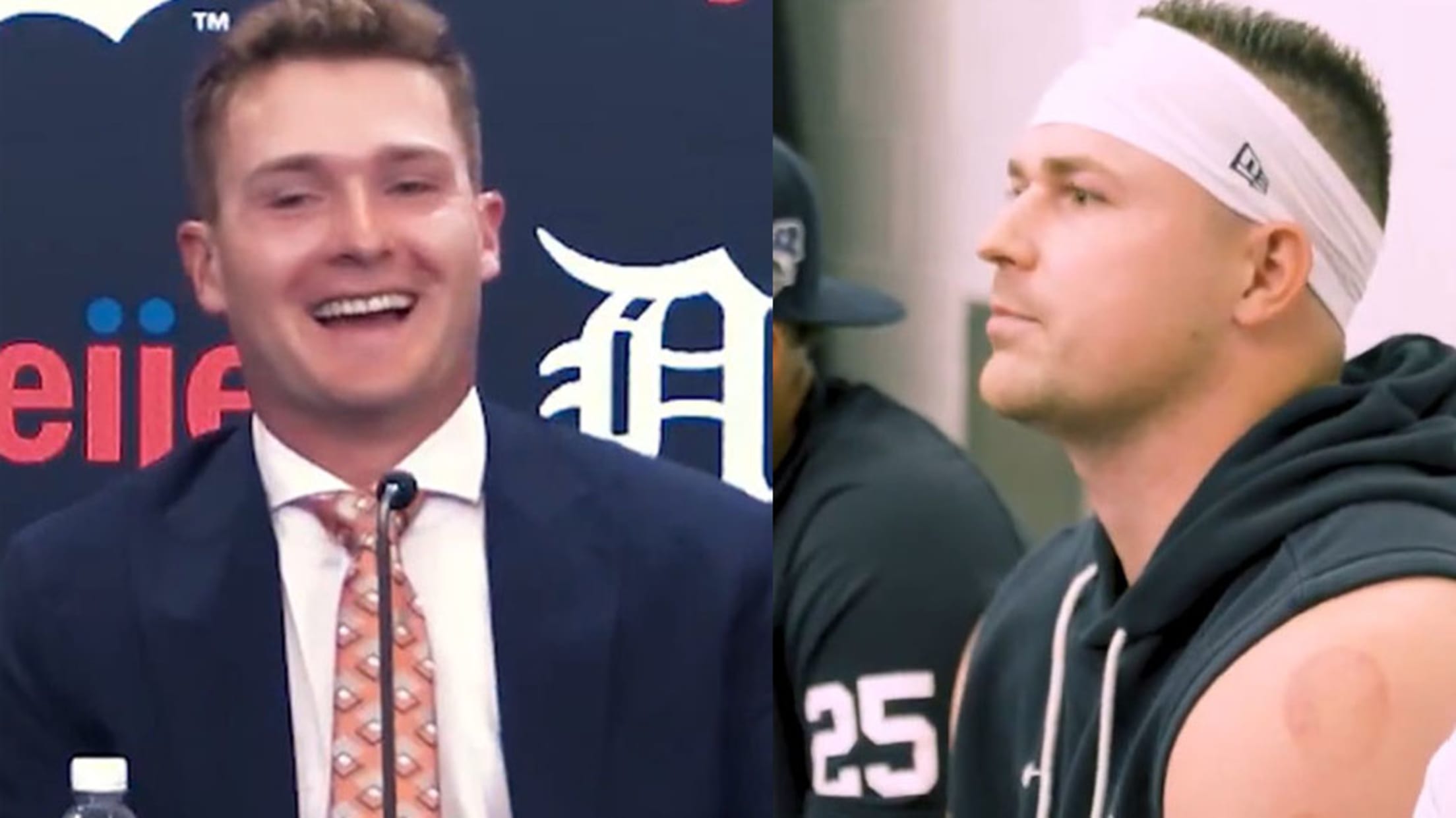 Kevin McGonigle and Tarik Skubal at a press conference