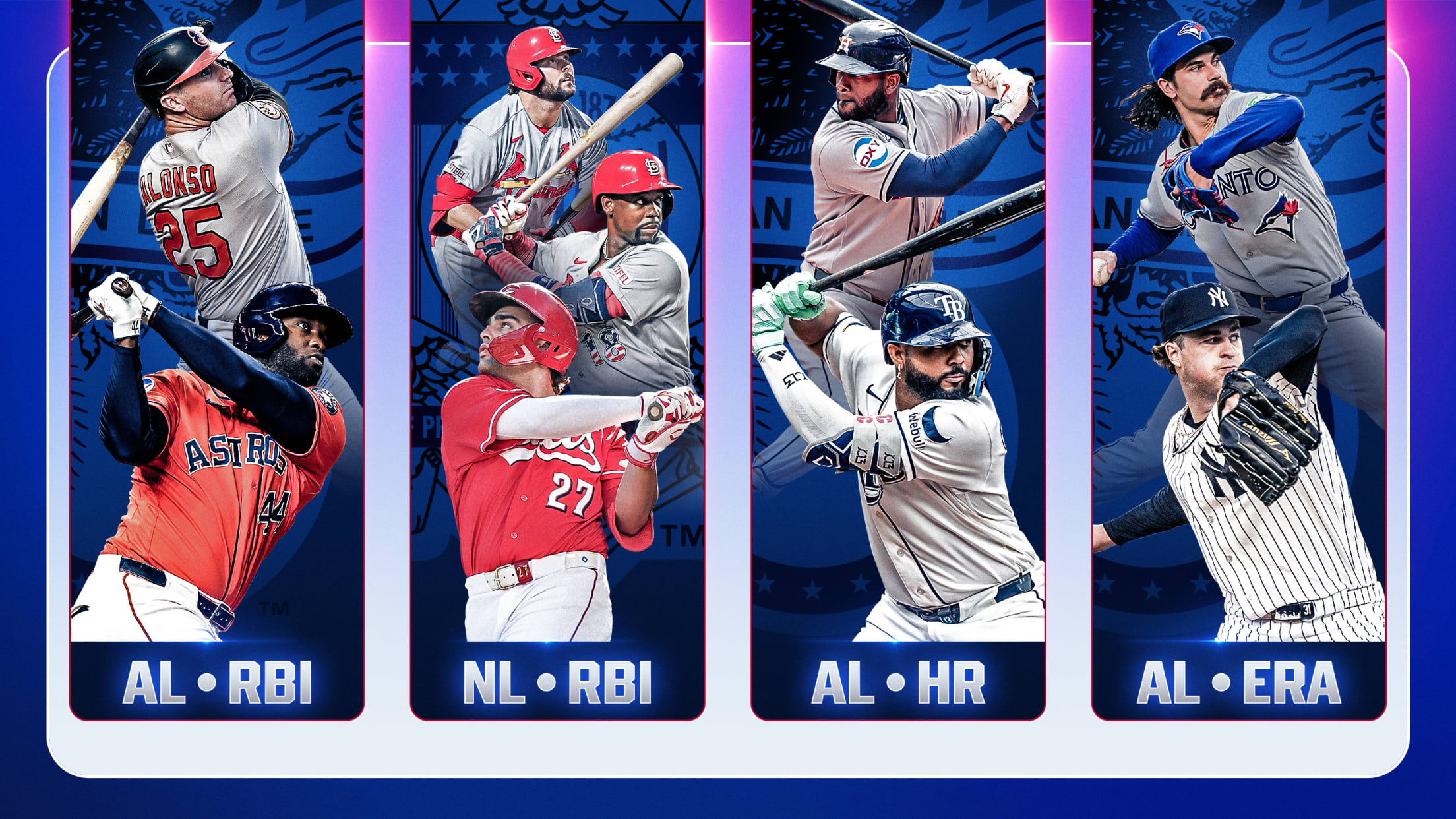 Tight races include AL and NL RBIs, AL home runs and AL ERA