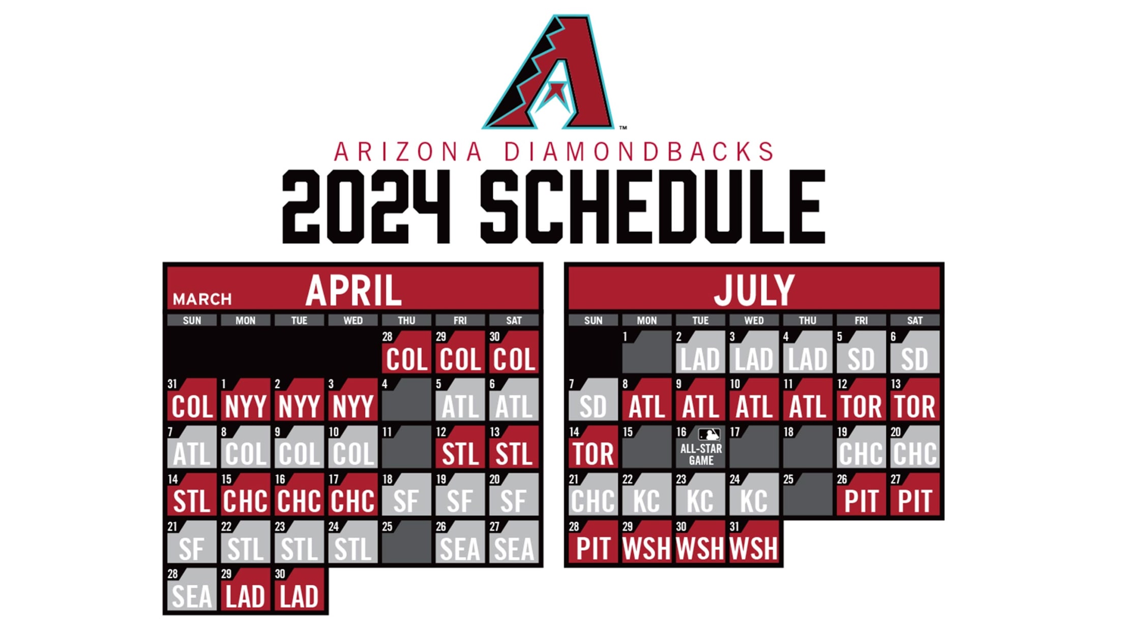 Arizona Diamondbacks 2024 Schedule Printable Hedi Raeann