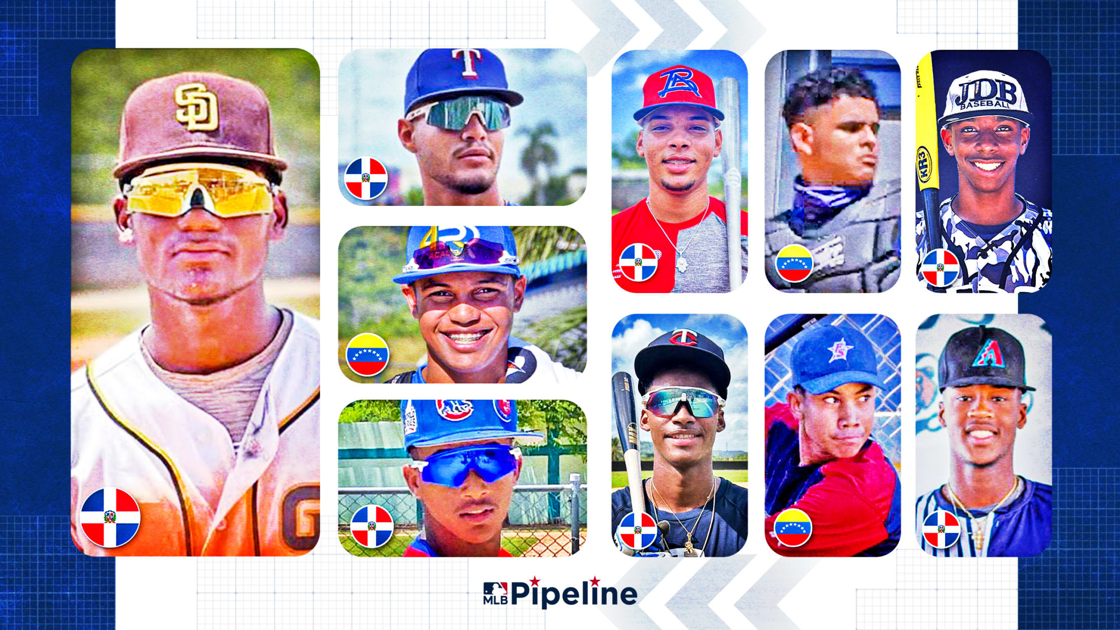 A photo illustration of 10 top international prospects