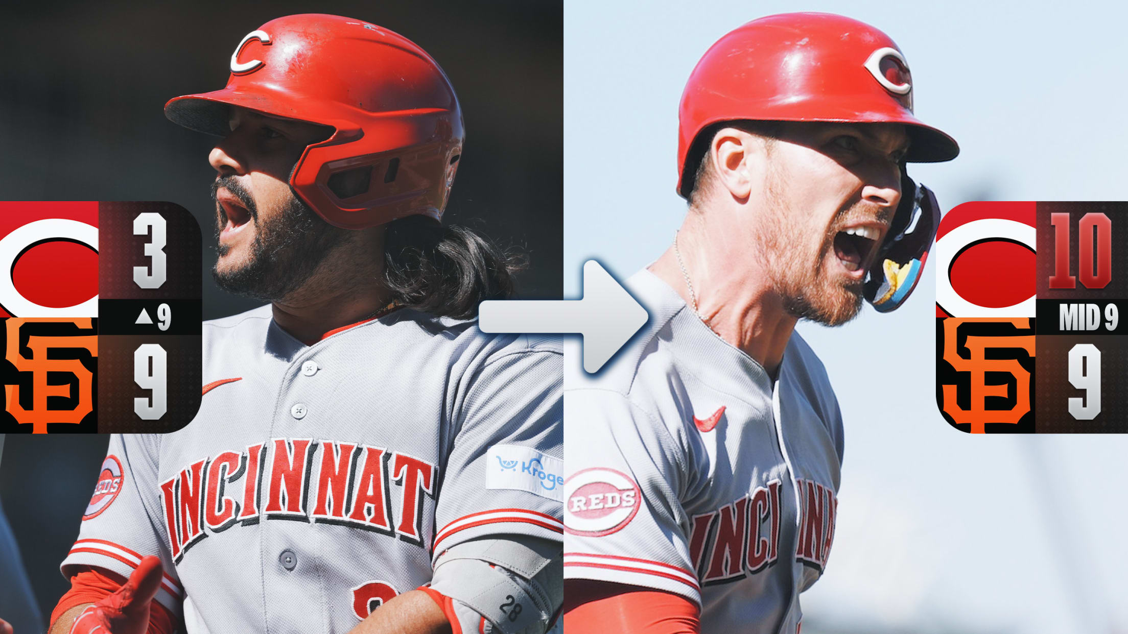 Reds take the lead with SEVEN-RUN 9TH!