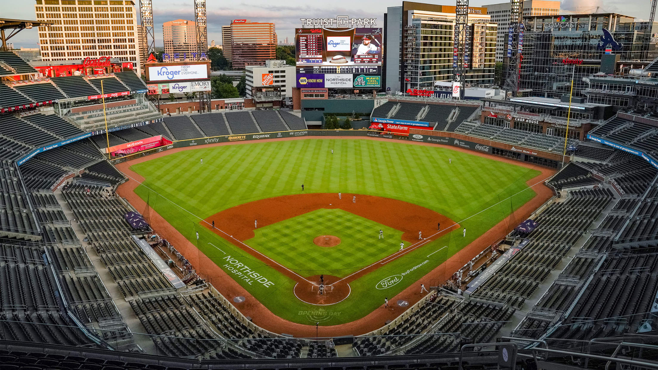 A little wallpaper of SunTrust park being fully lit up. : r/Braves