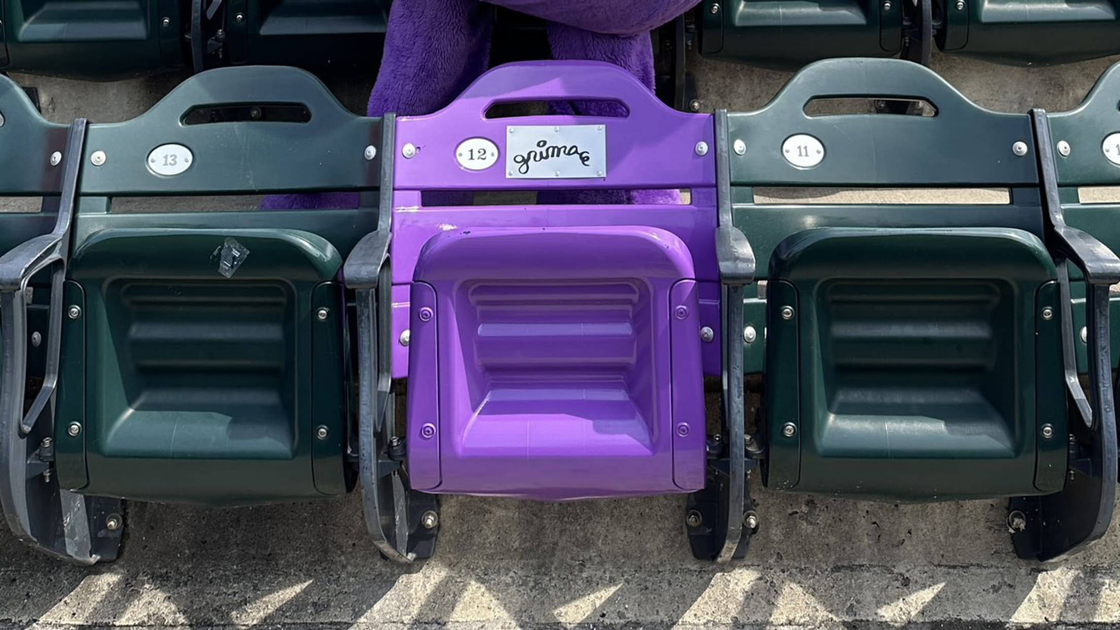 The Mets have added one purple seat for Grimace amid their sea of green